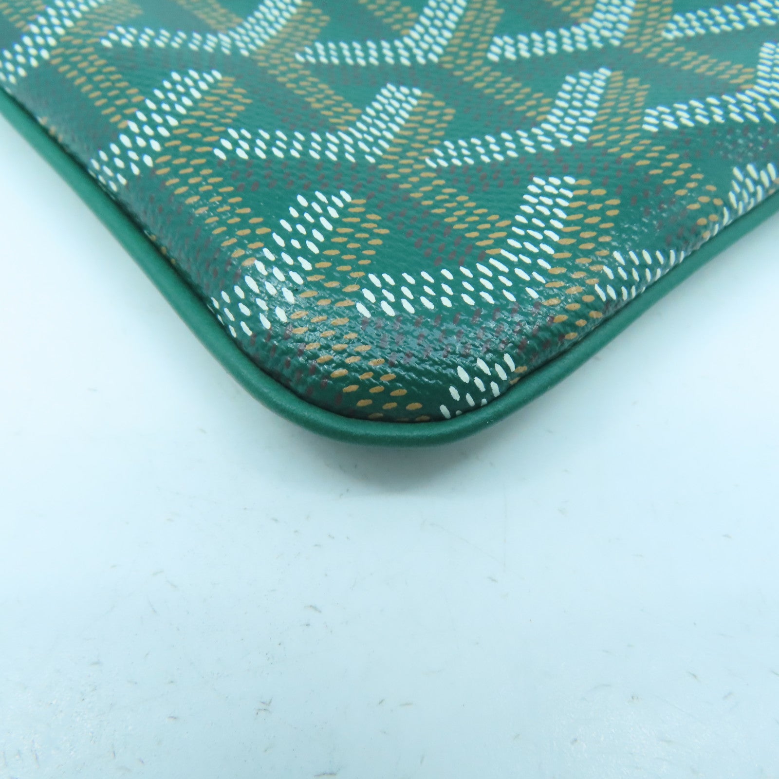 GOYARD 塗層帆布Mini Pochette銀扣手拿包綠色
