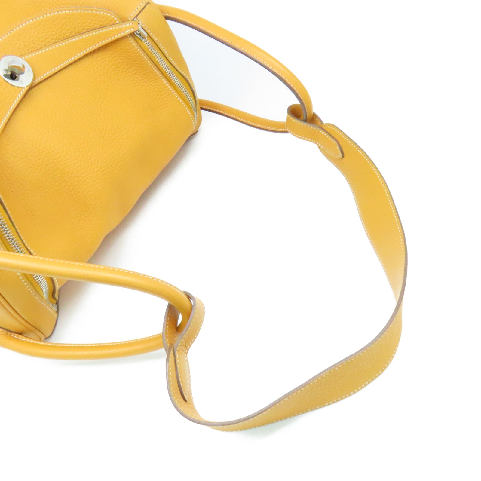 HERMES Clemence皮革Lindy 34 Shoulder Bag銀扣肩背袋Moutarde 芥末黃色