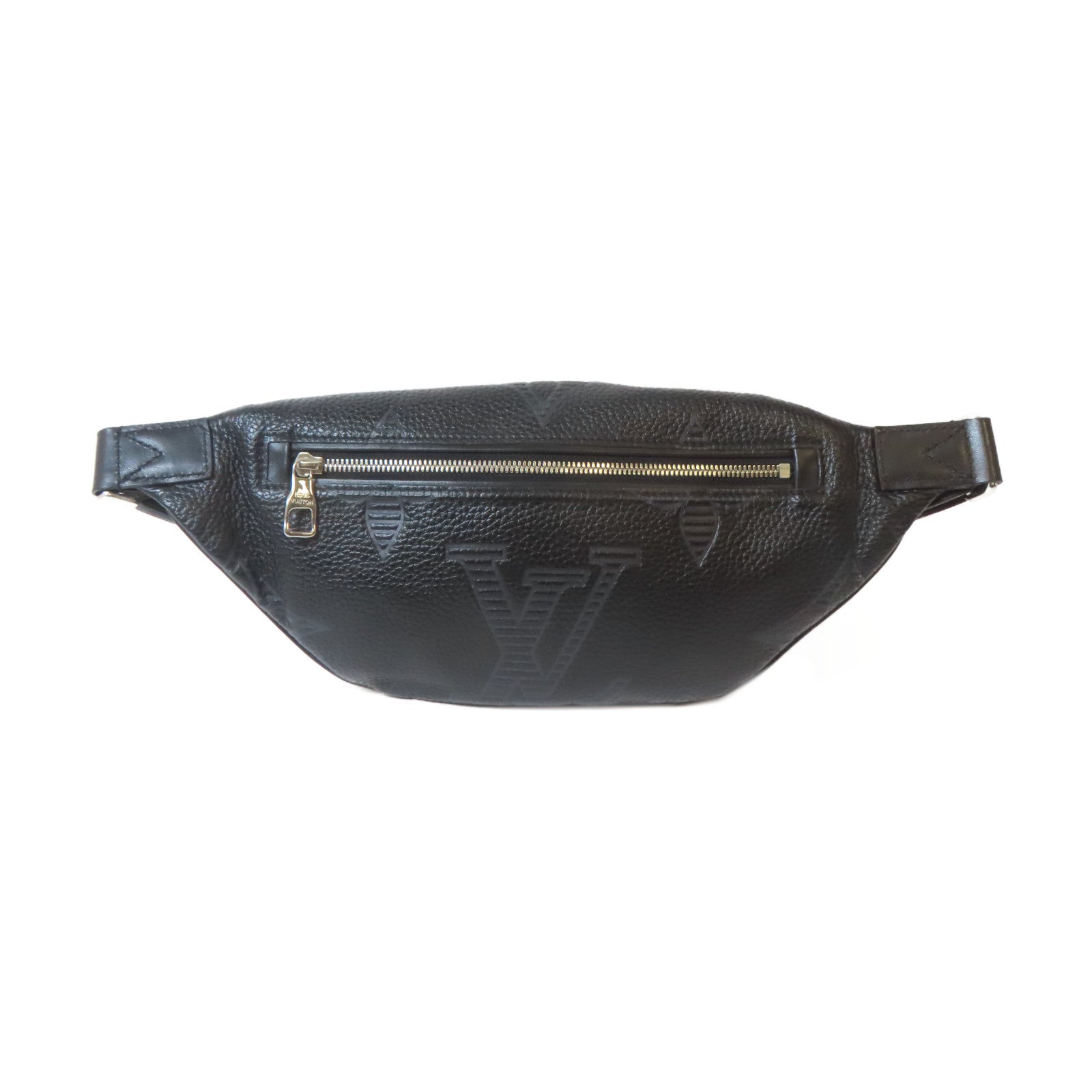 LOUIS VUITTON Monogram Giant Taurillon Shadow Discovery Bum Bag銀扣腰包黑色