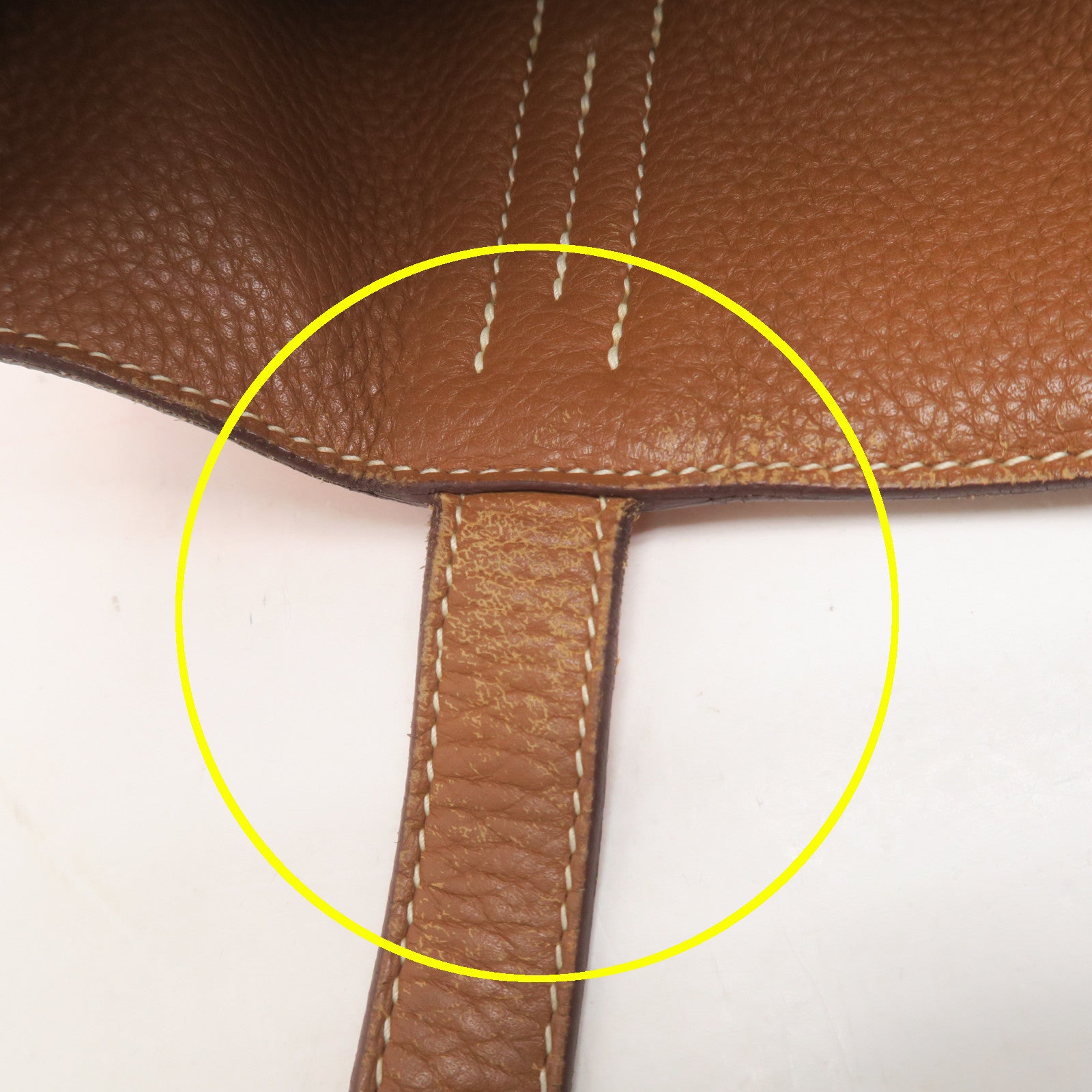 HERMES Clemence皮革Double Sens手挽袋啡色/橙色