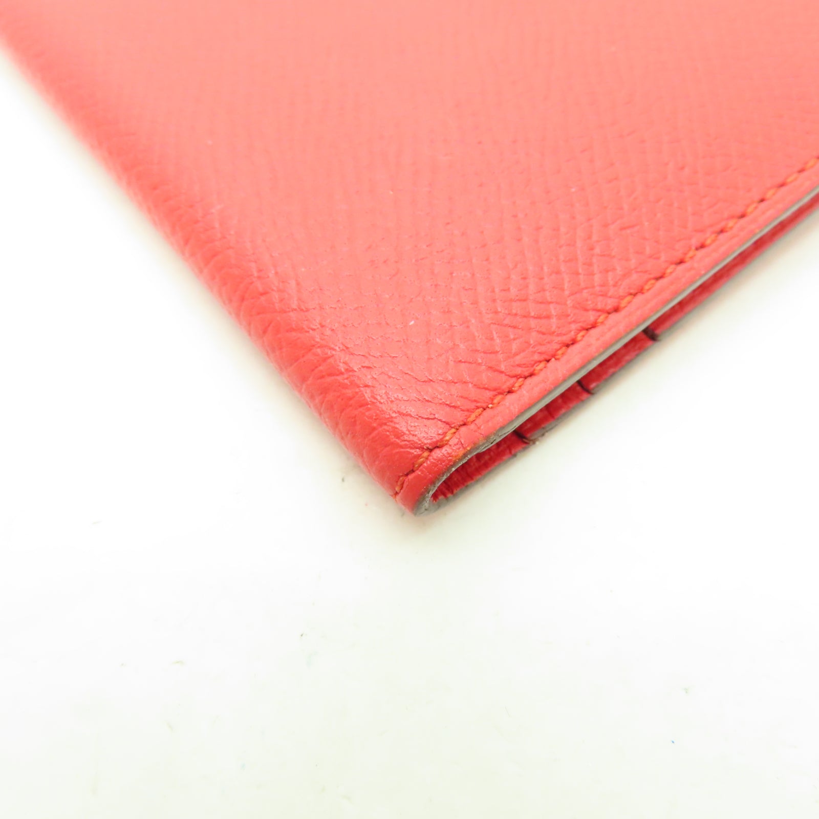 HERMES 【激減優惠】Veau Epsom皮革Bearn Bi-fold Long Wallet銀扣長錢包蕃茄紅色