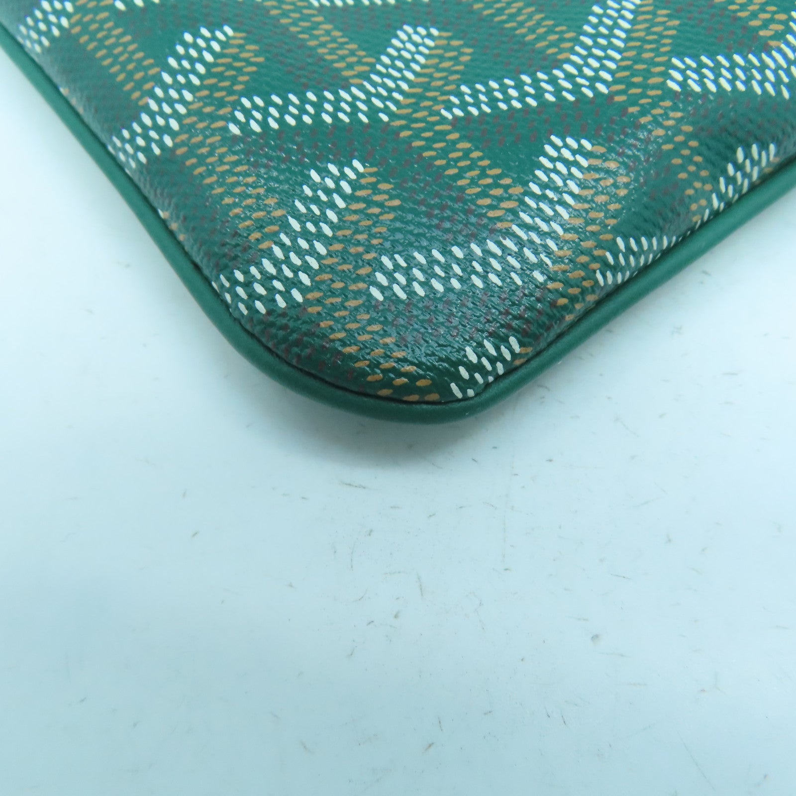 GOYARD 塗層帆布Mini Pochette銀扣手拿包綠色