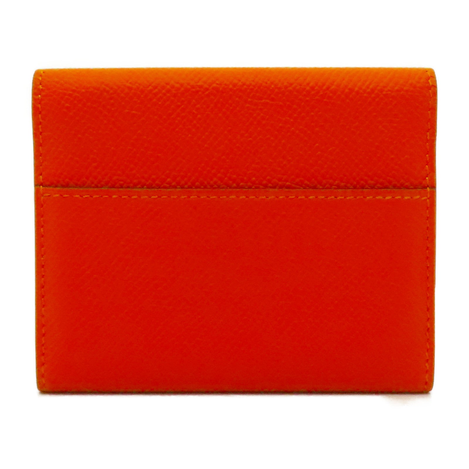 HERMES Epsom皮革Clic Mini Card Holder銀扣卡片套橙色