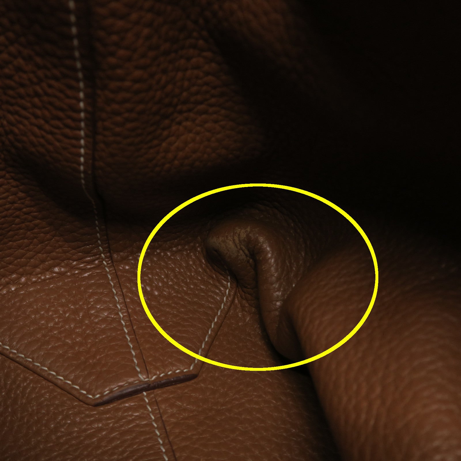HERMES Clemence皮革Double Sens手挽袋啡色/橙色
