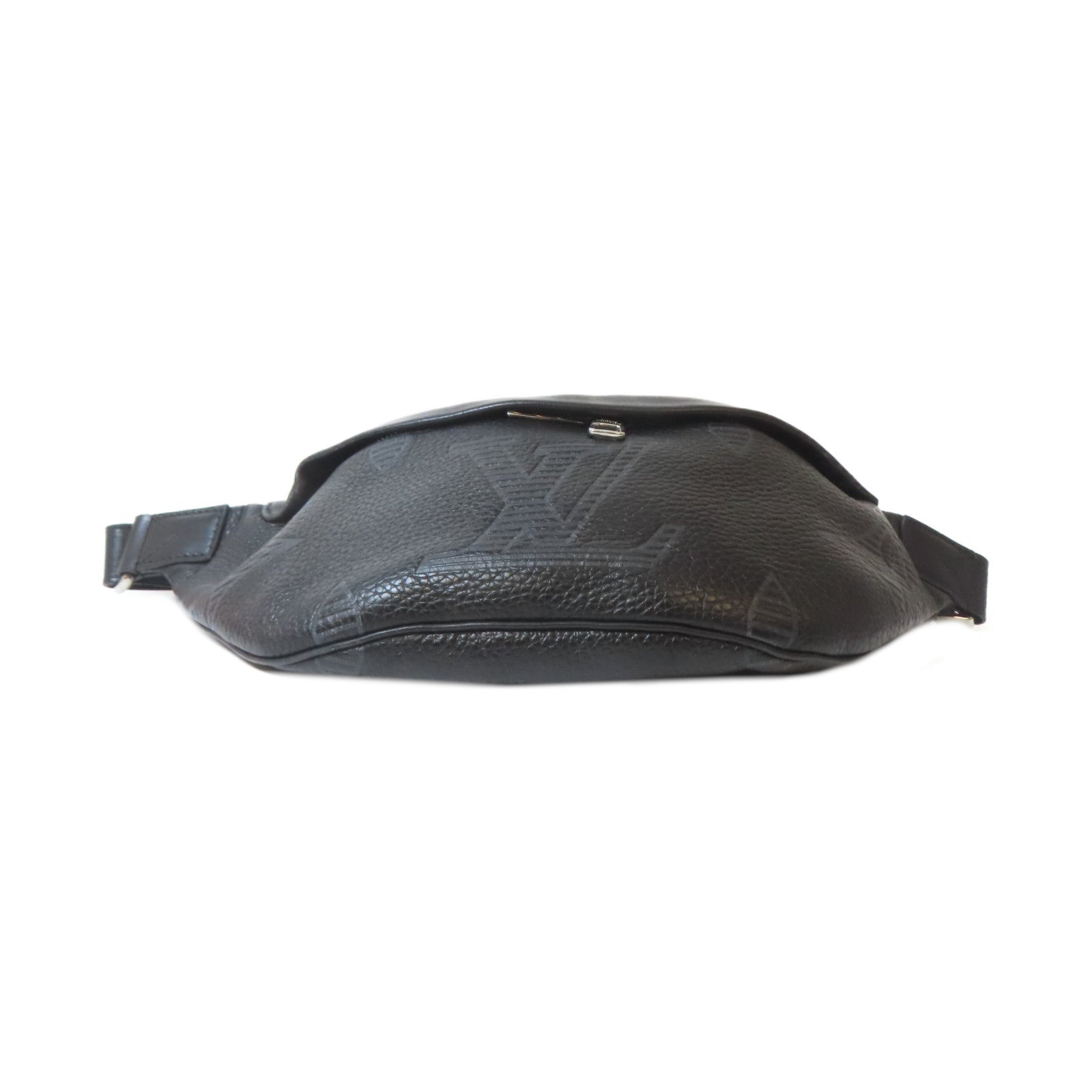 LOUIS VUITTON Monogram Giant Taurillon Shadow Discovery Bum Bag銀扣腰包黑色