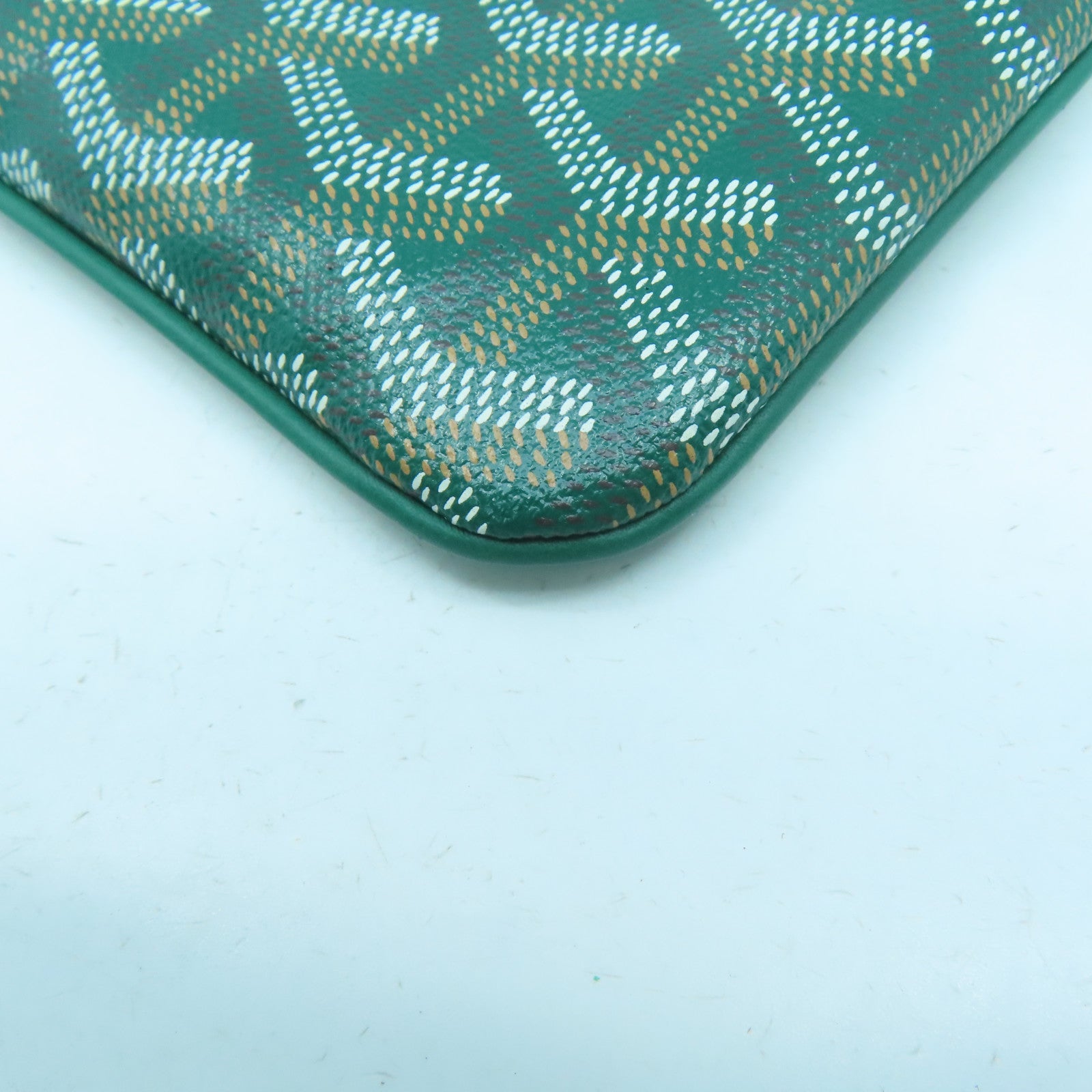 GOYARD 塗層帆布Mini Pochette銀扣手拿包綠色