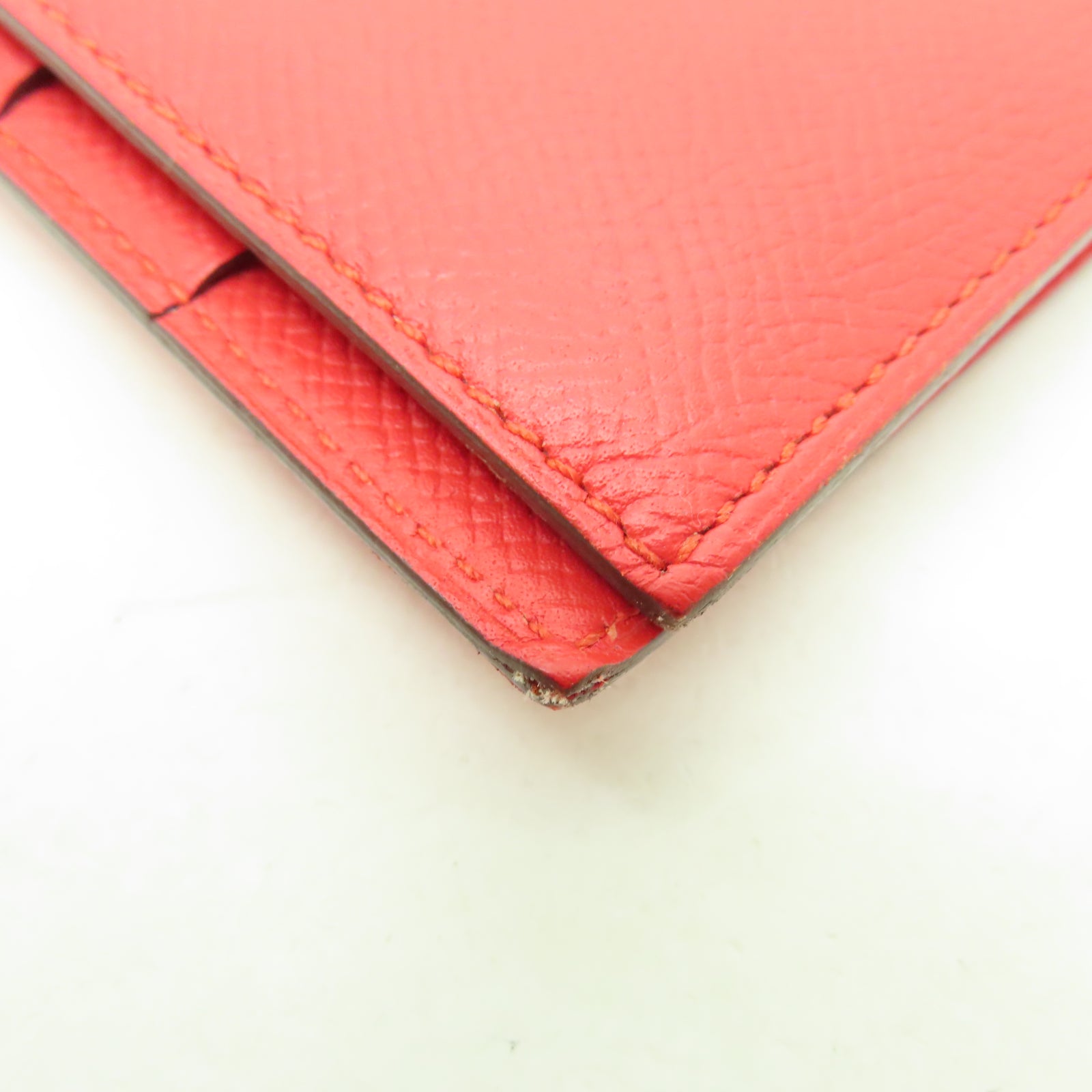 HERMES 【激減優惠】Veau Epsom皮革Bearn Bi-fold Long Wallet銀扣長錢包蕃茄紅色