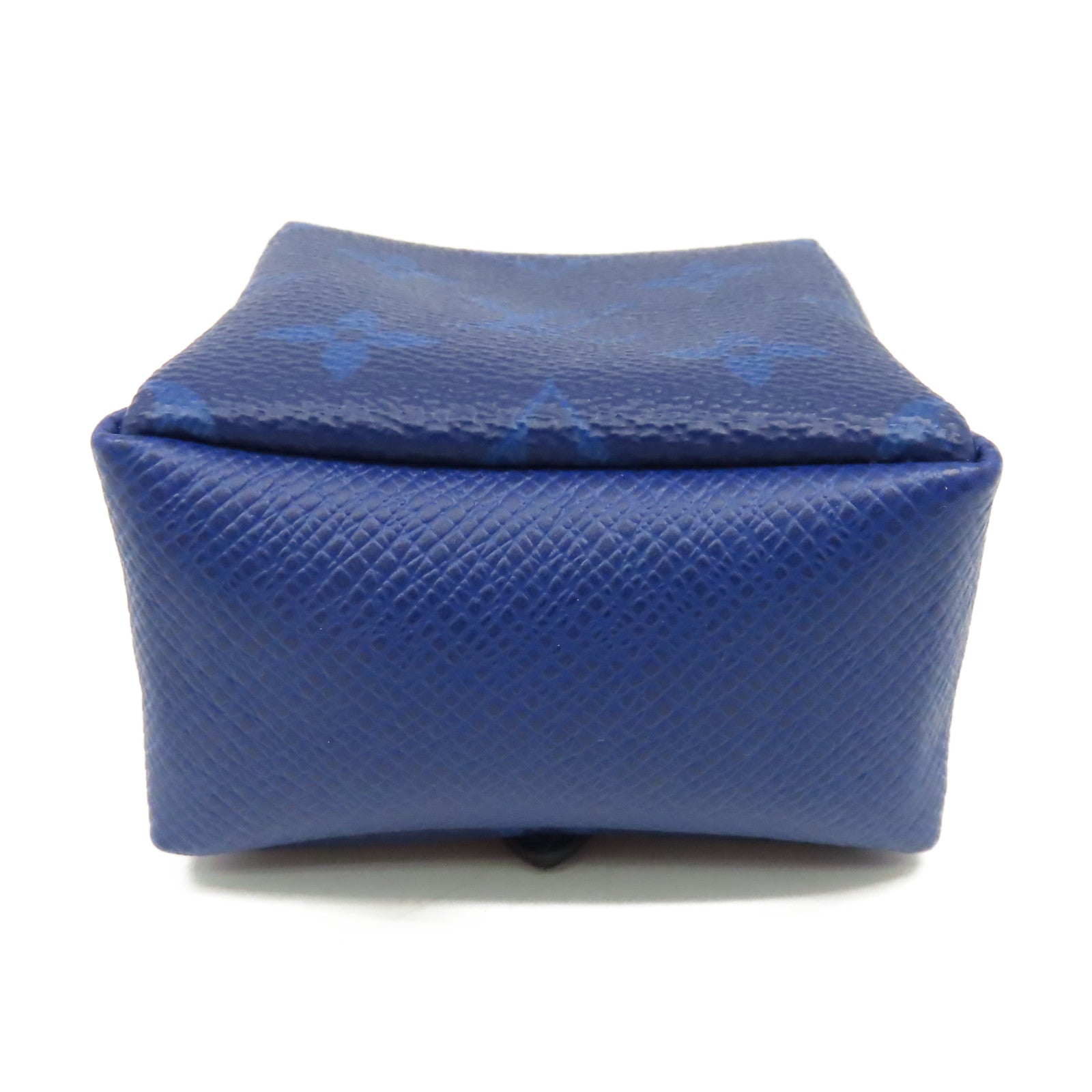 LOUIS VUITTON Monogram Box Pouch Charm銀扣掛飾藍色
