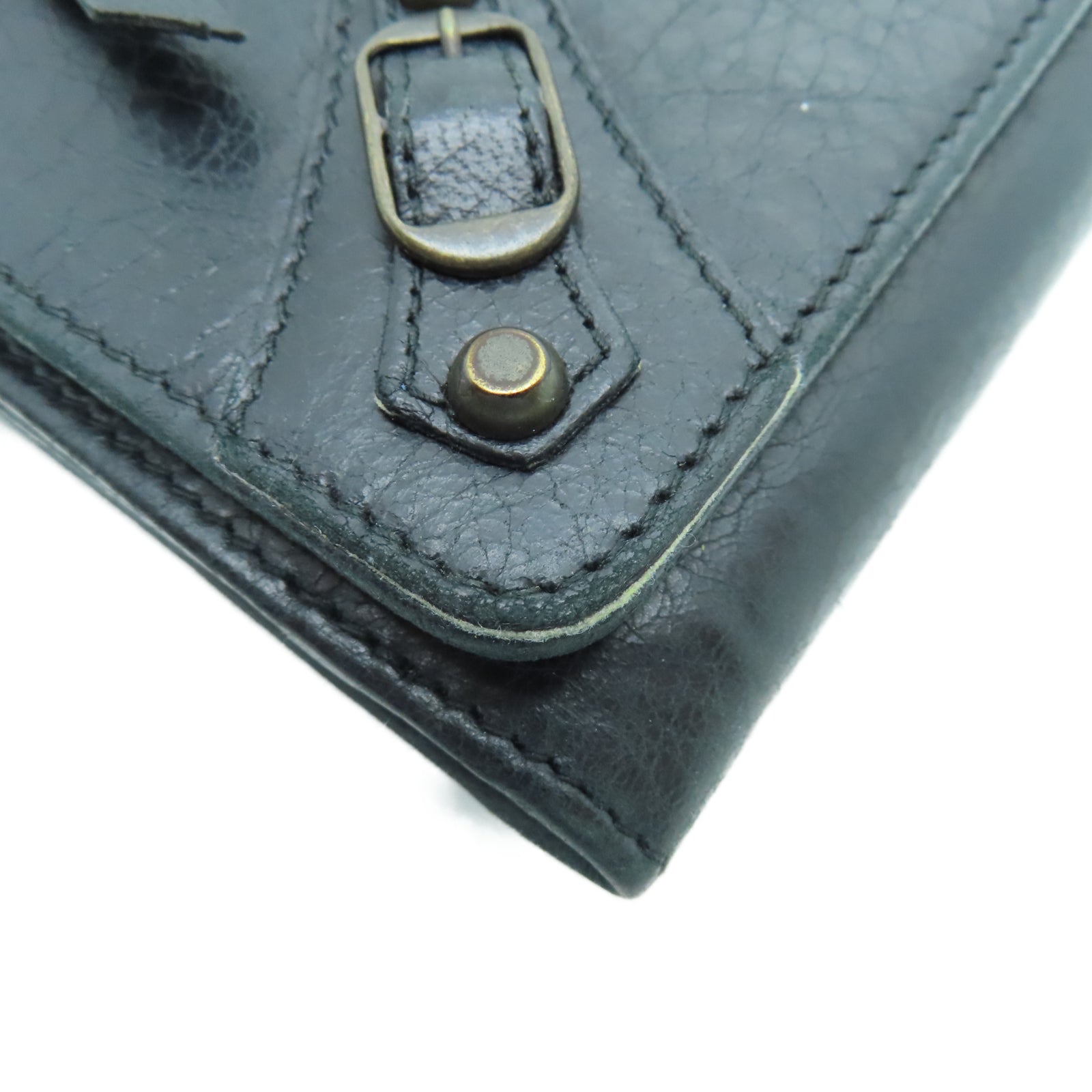 BALENCIAGA 牛皮皮革Wallet金扣錢包黑色