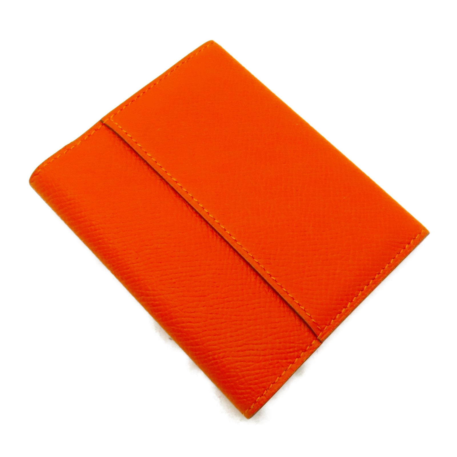 HERMES Epsom皮革Clic Mini Card Holder銀扣卡片套橙色