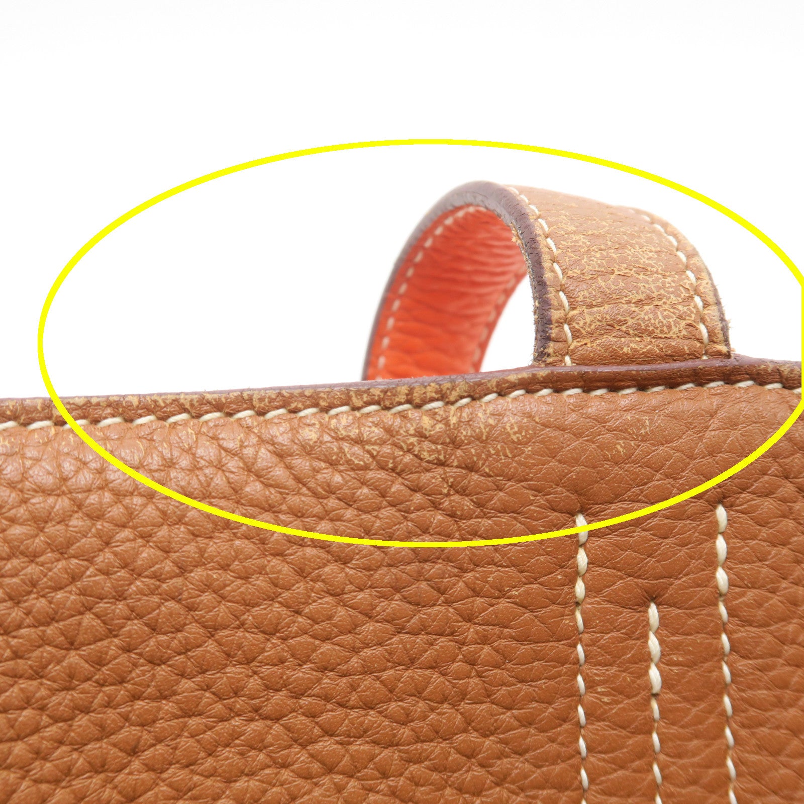 HERMES Clemence皮革Double Sens手挽袋啡色/橙色