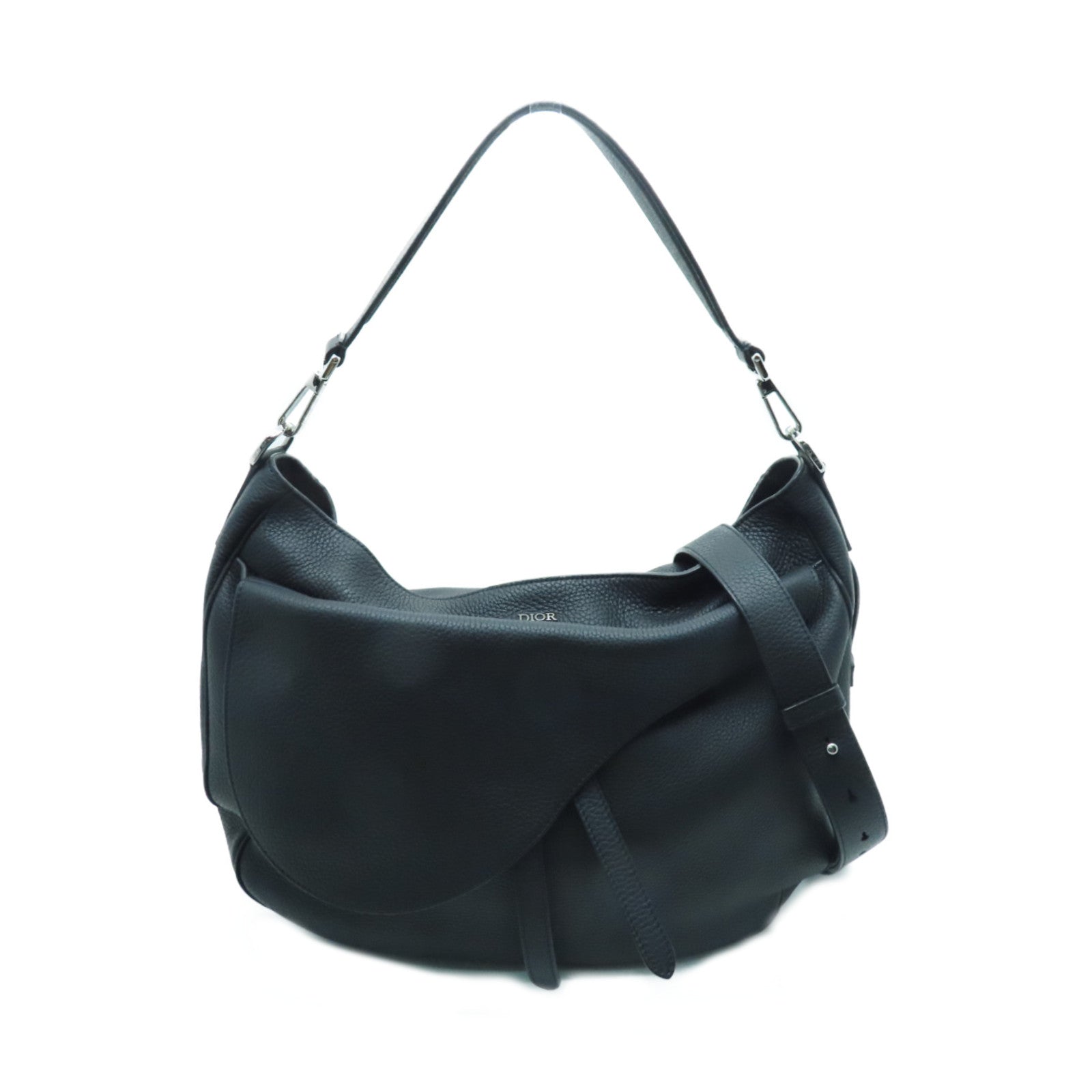Dior 牛皮皮革2way Shoulder Bag銀扣手挽肩背兩用袋黑色