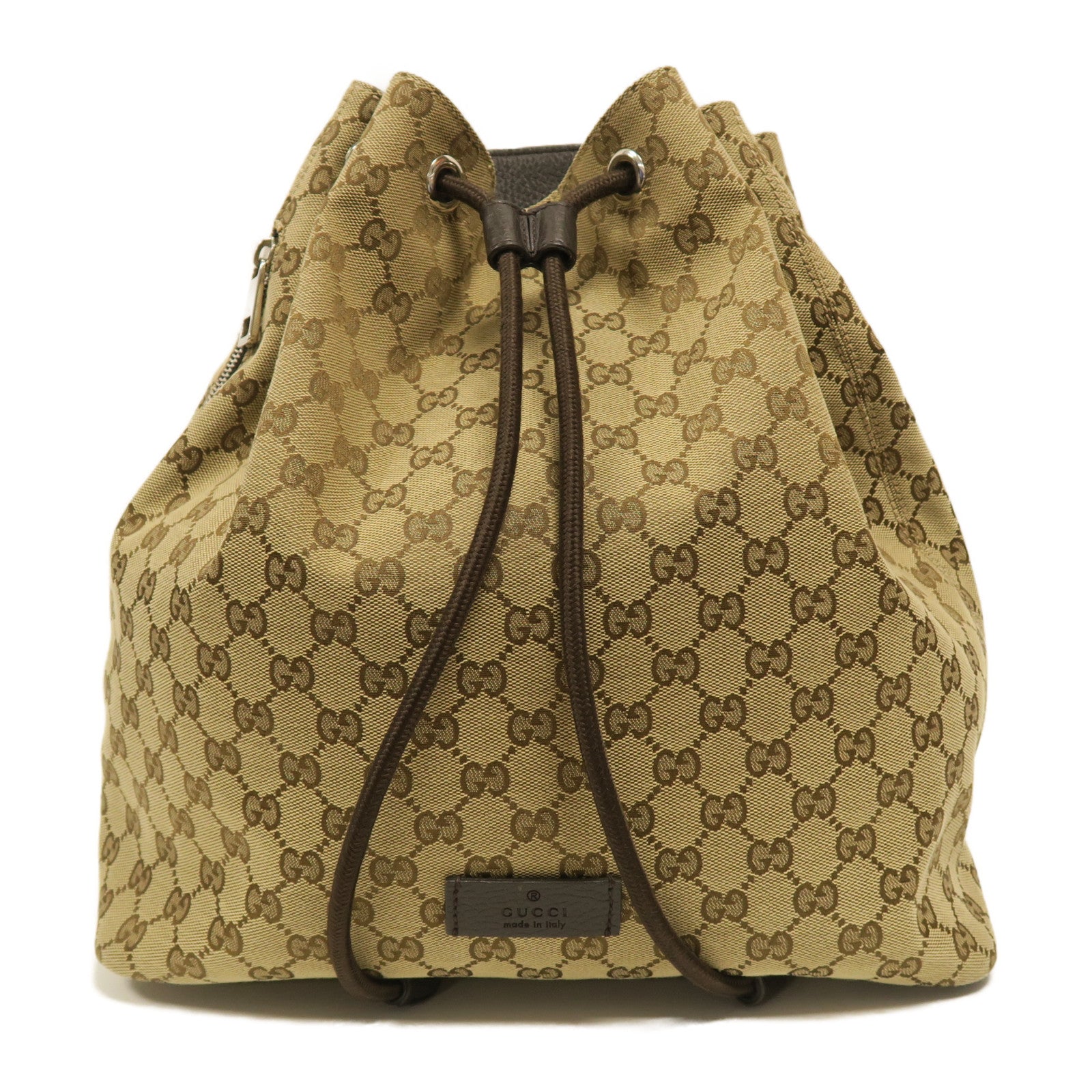 GUCCI 帆布Backpack銀扣背包啡色