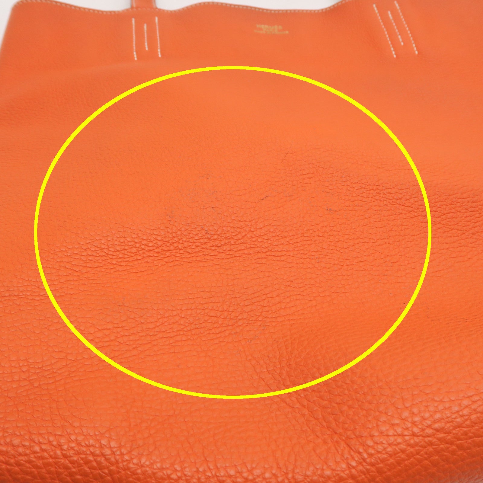 HERMES Clemence皮革Double Sens手挽袋啡色/橙色