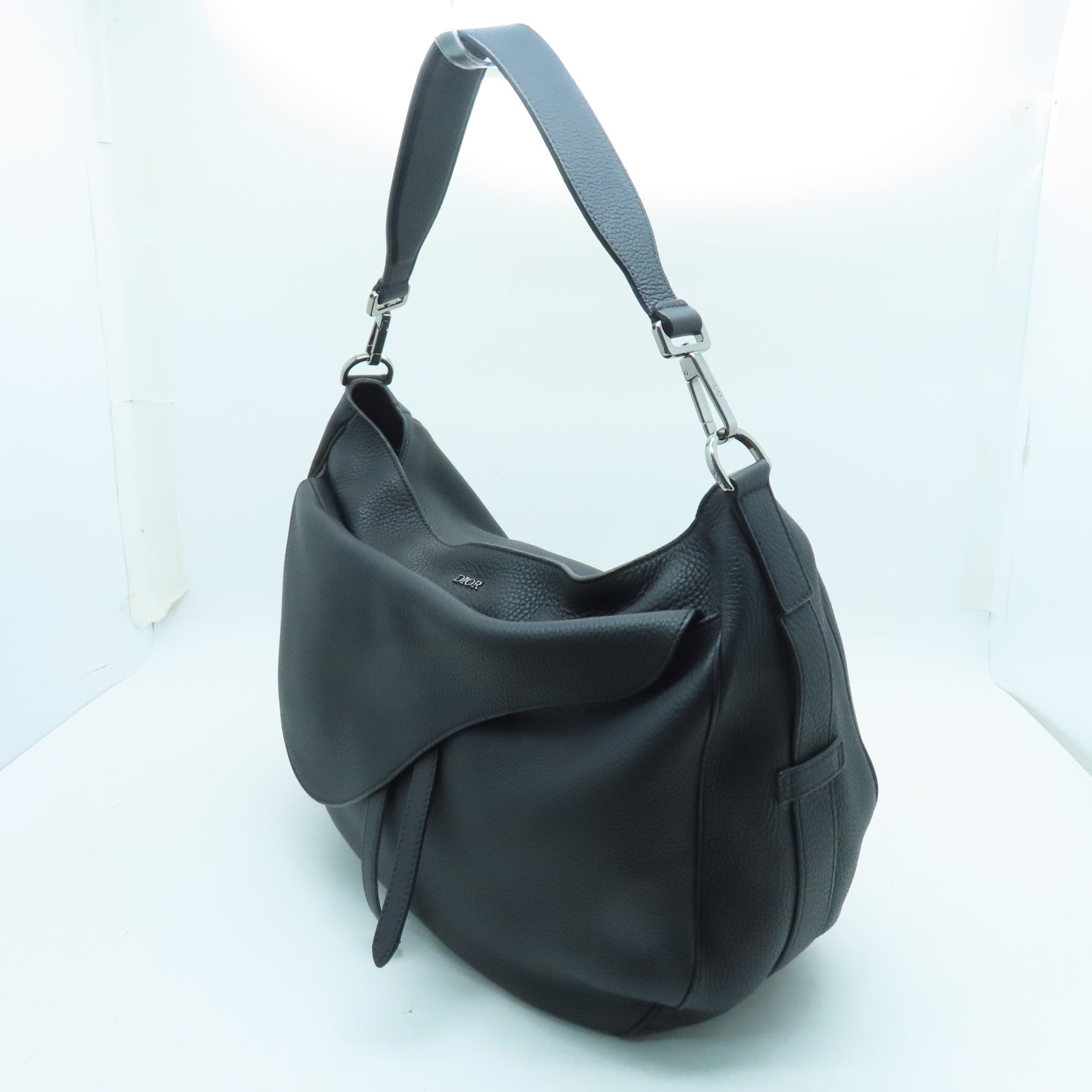 Dior 牛皮皮革2way Shoulder Bag銀扣手挽肩背兩用袋黑色