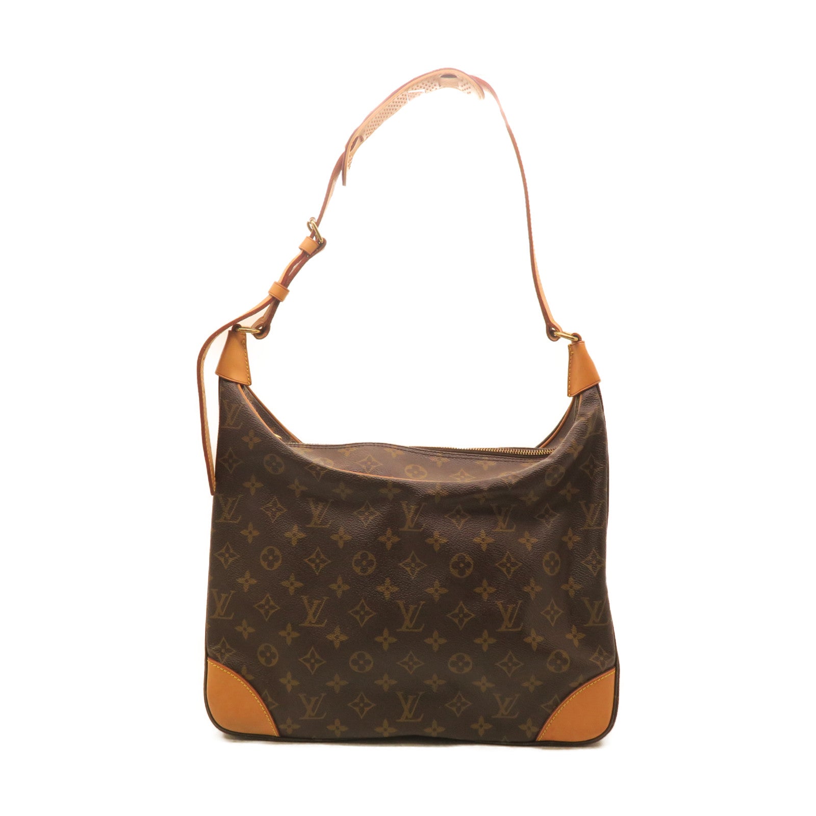 LOUIS VUITTON Monogram Boulogne Gold Buckle Shoulder Bag Brown