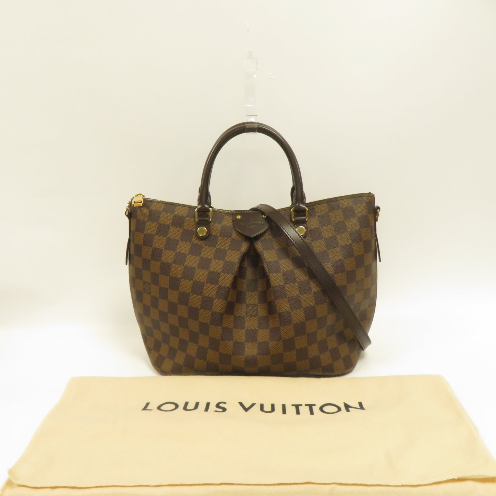 LOUIS VUITTON Damier Siena 2way Shoulder Bag金扣手挽肩背兩用袋啡色