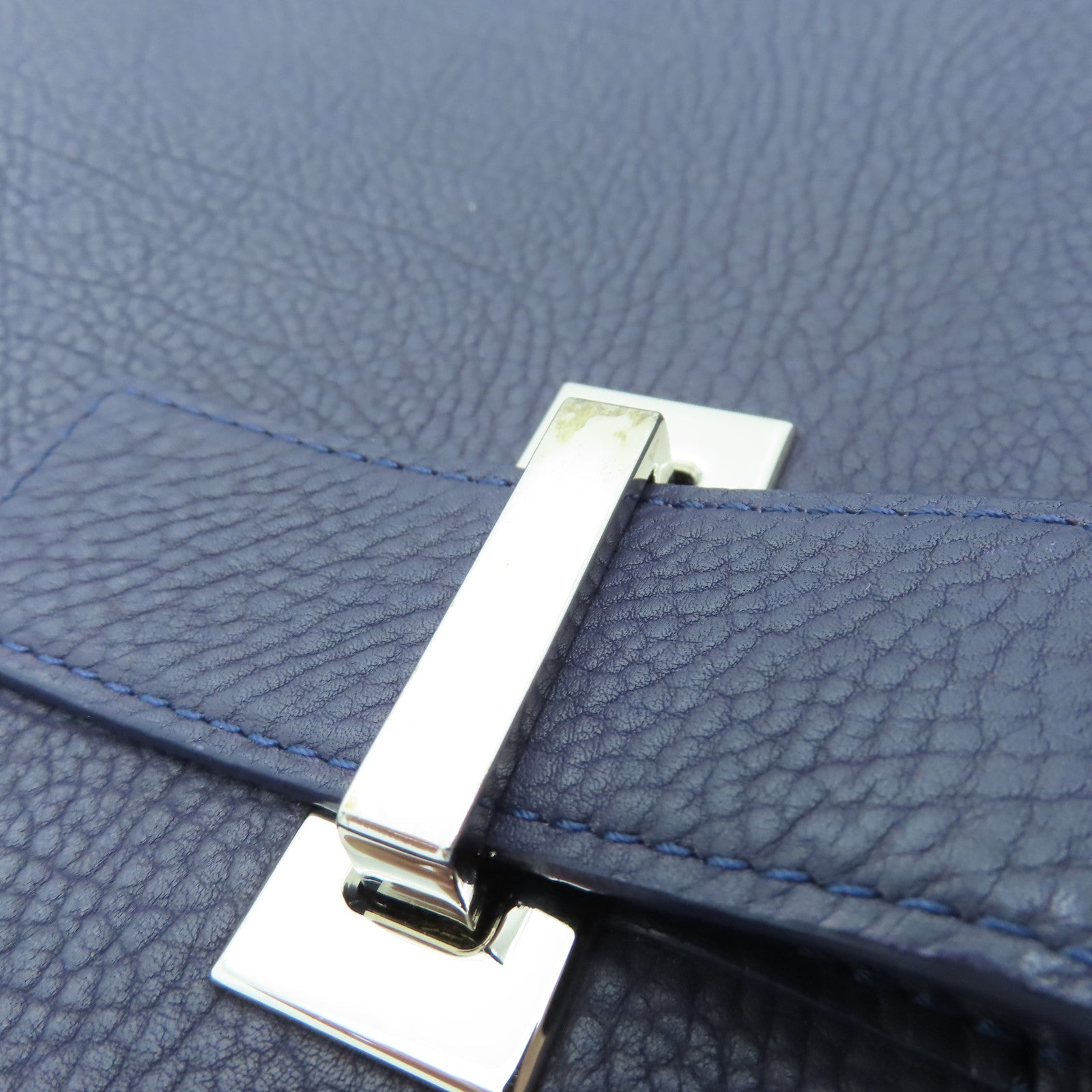SELECTION 牛皮皮革Delvaux Le Mutin銀扣肩背袋藍色