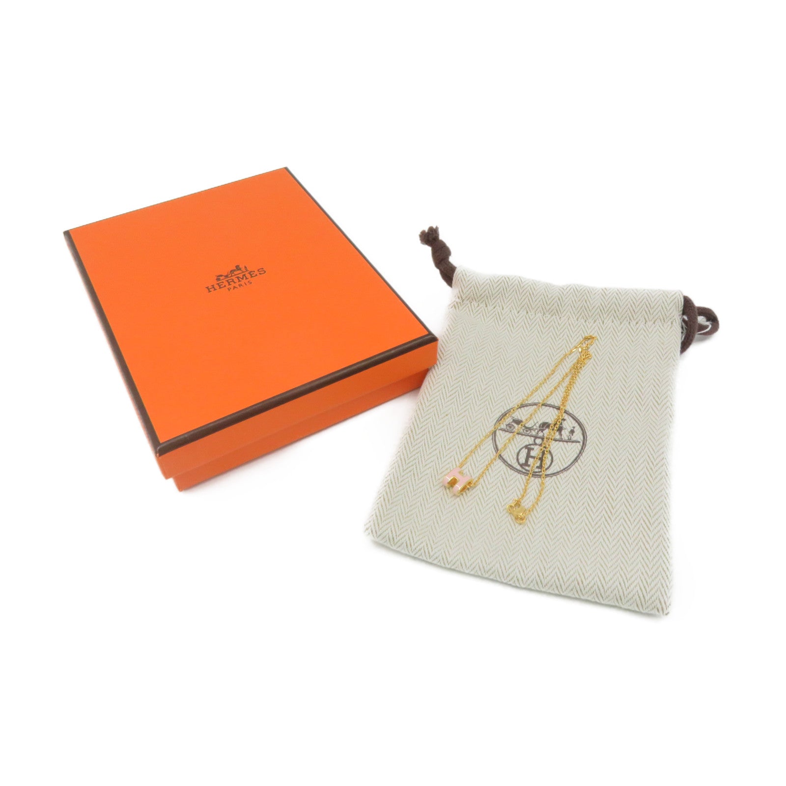 HERMES 金属Mini Pop H Necklace项链粉红色