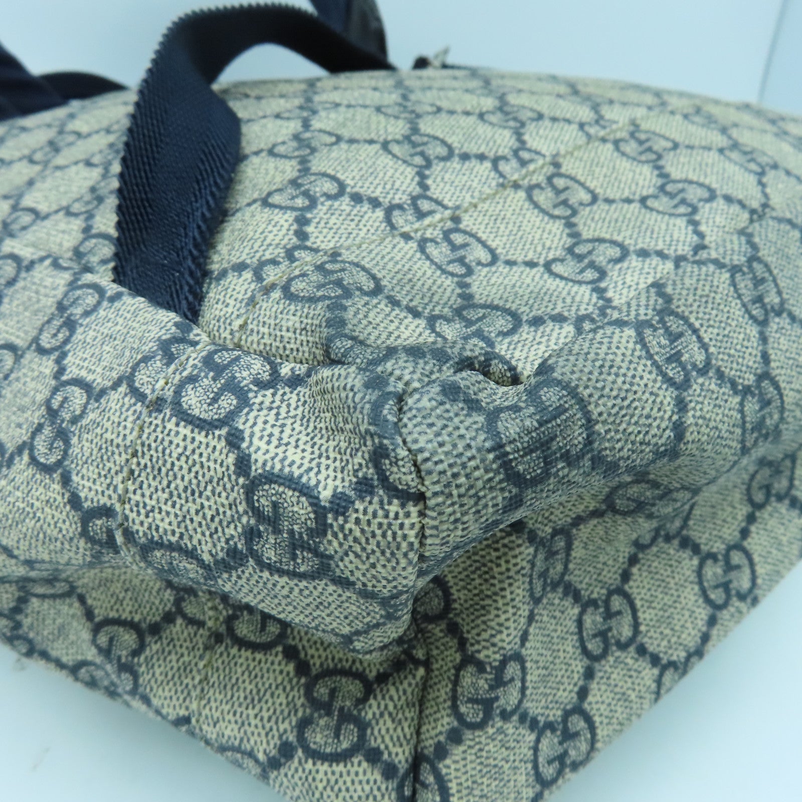 GUCCI 塗層帆布Rucksack銀扣背包藍色