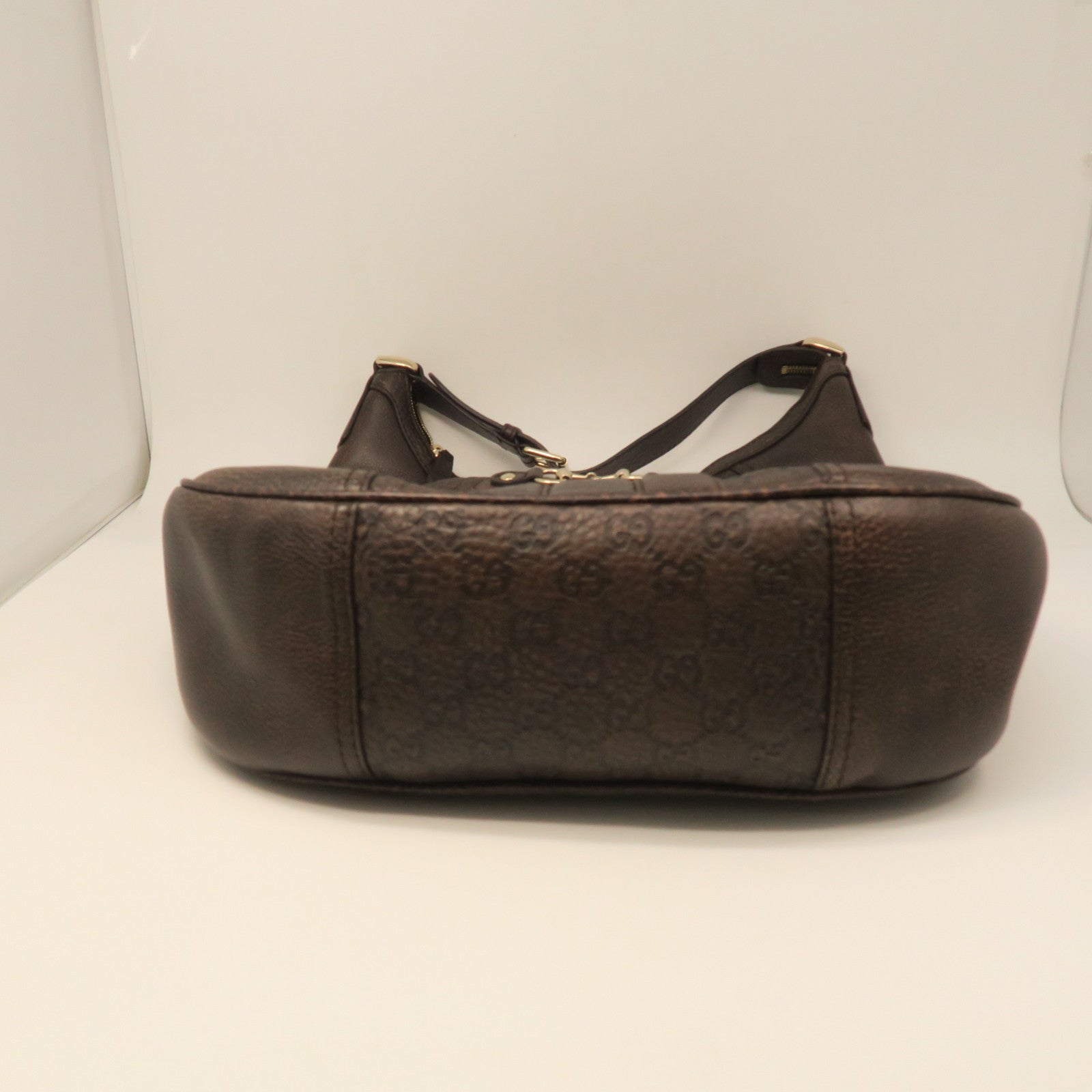 GUCCI cowhide leather Shoulder Bag gold buckle shoulder bag brown