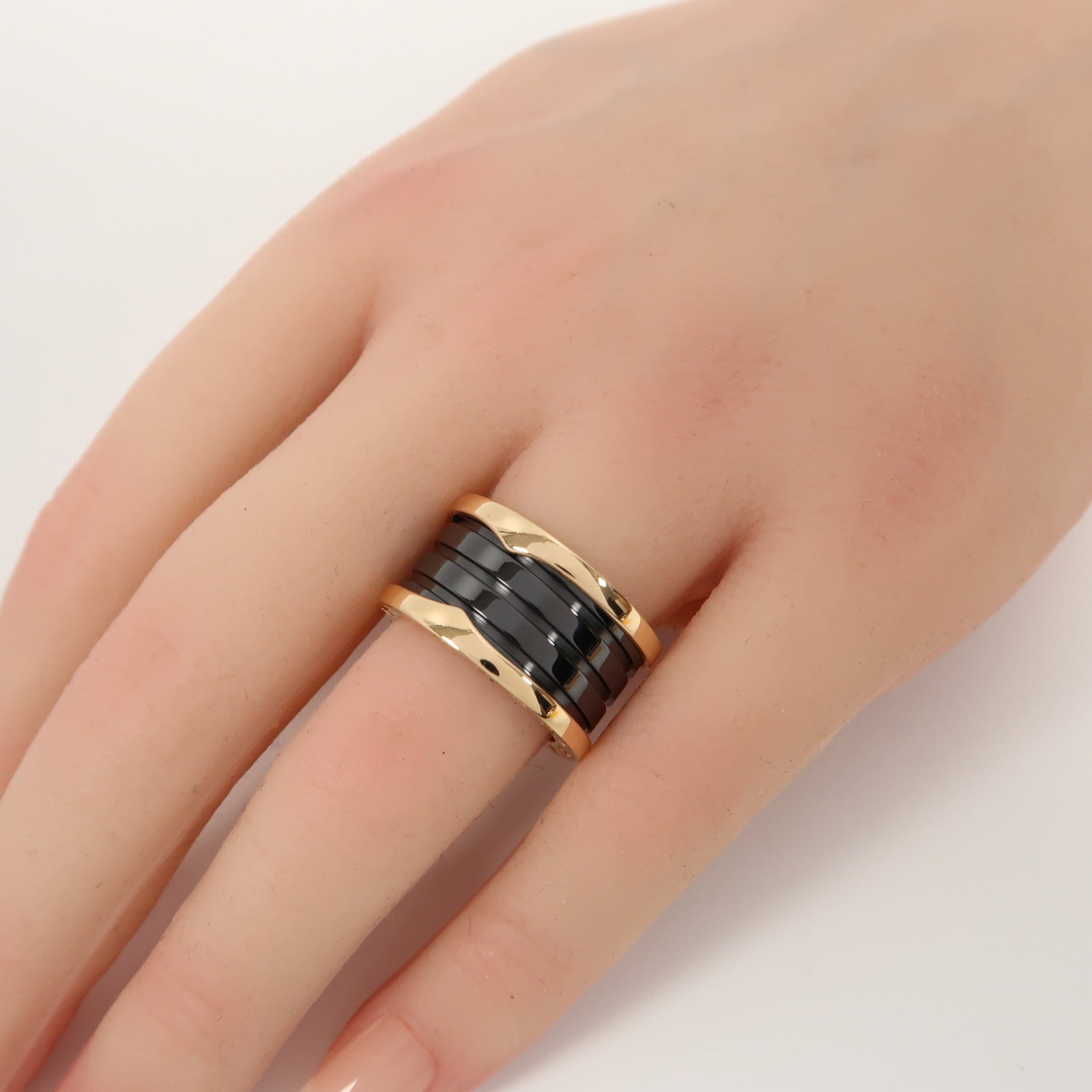 BVLGARI 18K玫瑰金/陶瓷B.Zero1 Ring戒指US#6