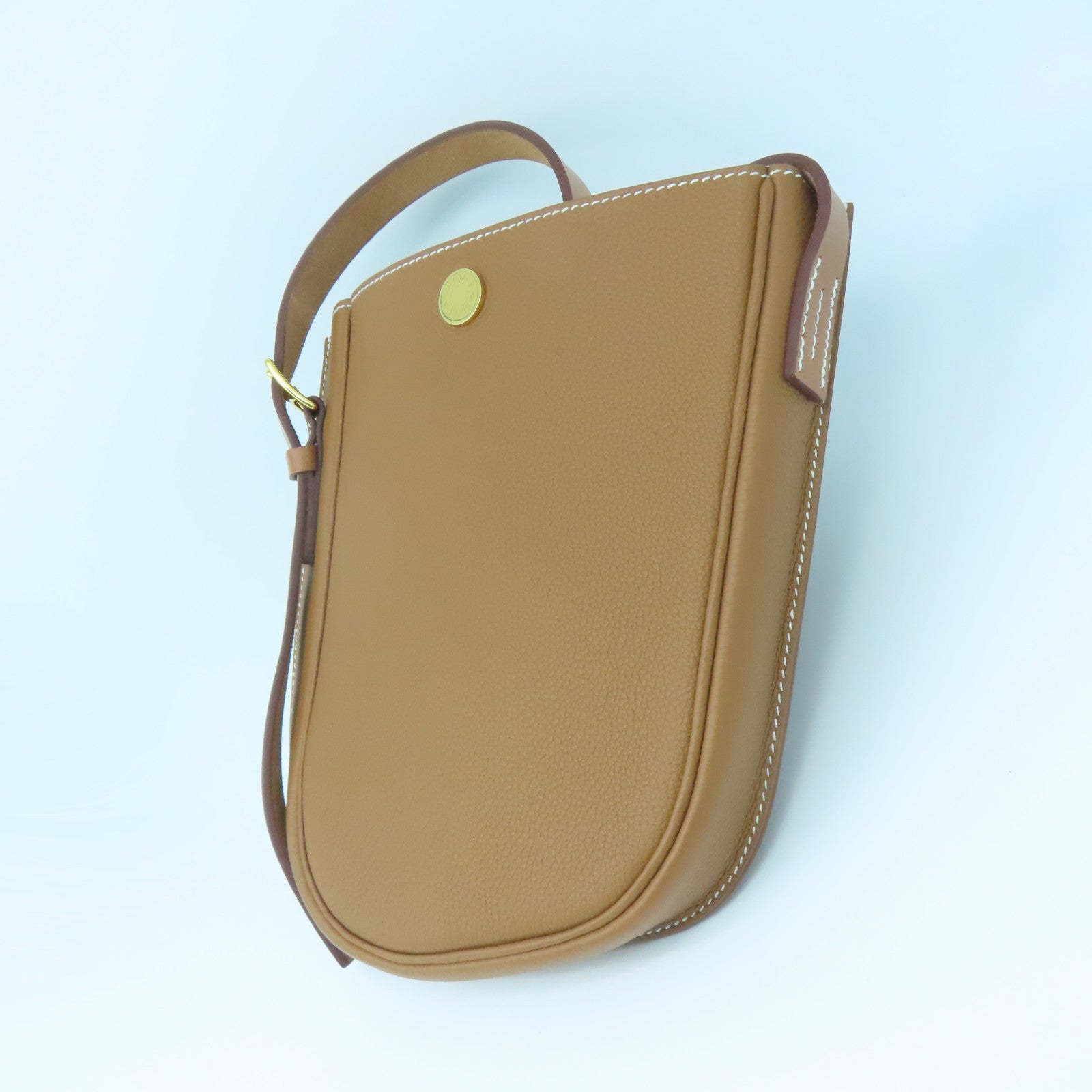 HERMES Togo Leather Perspective Caval Iere 21 Gold Buckle Shoulder Bag Classic Camel