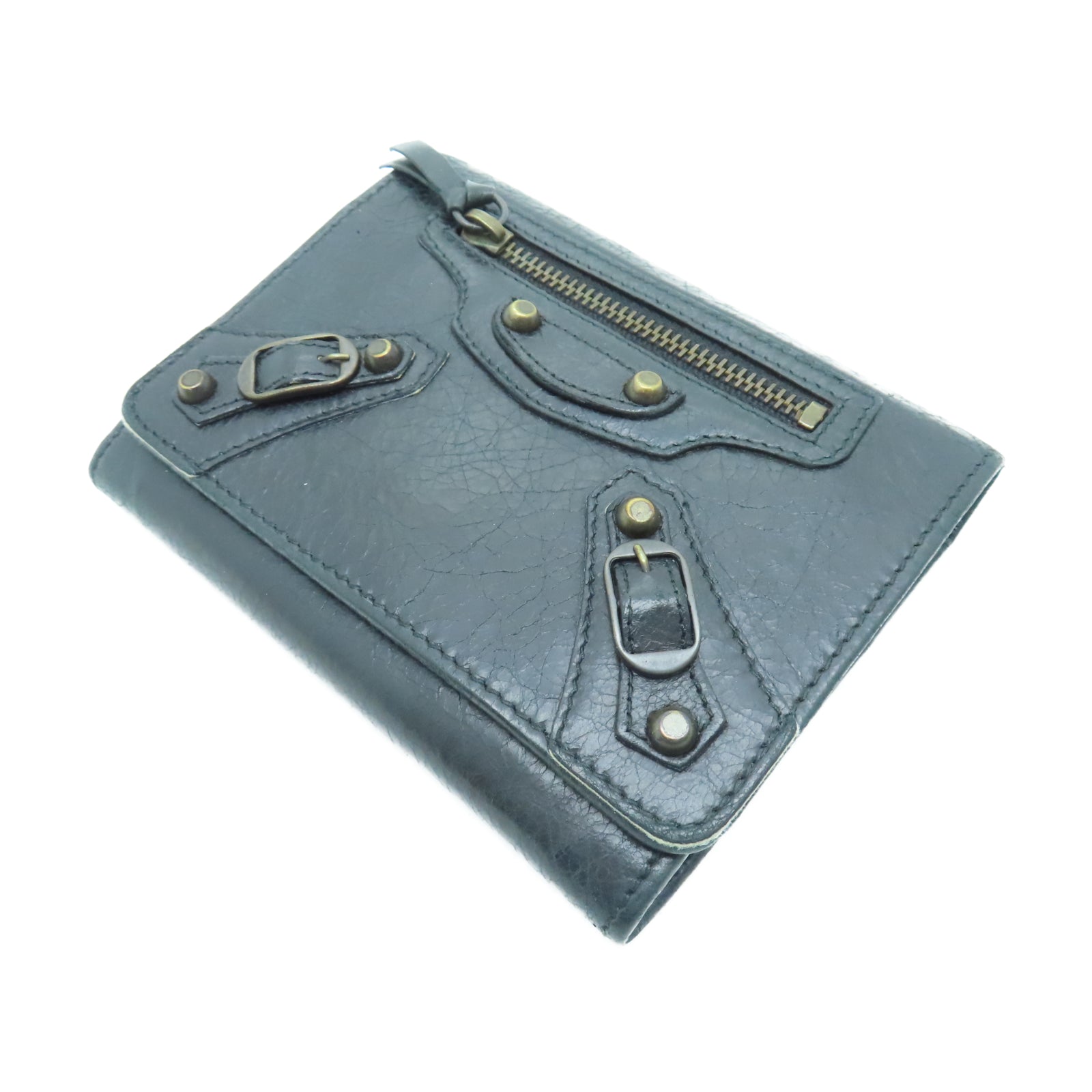 BALENCIAGA 牛皮皮革Wallet金扣錢包黑色