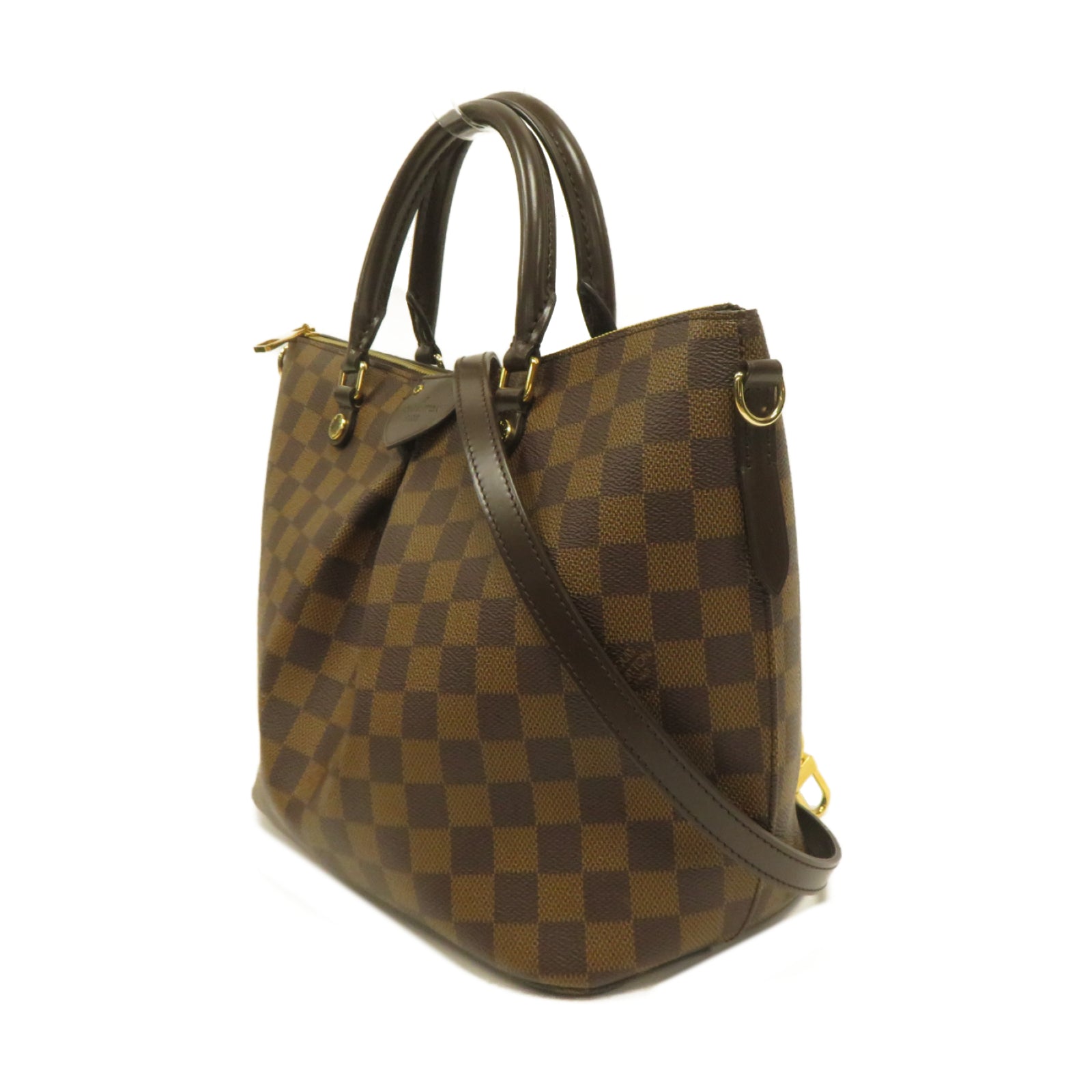 LOUIS VUITTON Damier Siena 2way Shoulder Bag金扣手挽肩背兩用袋啡色