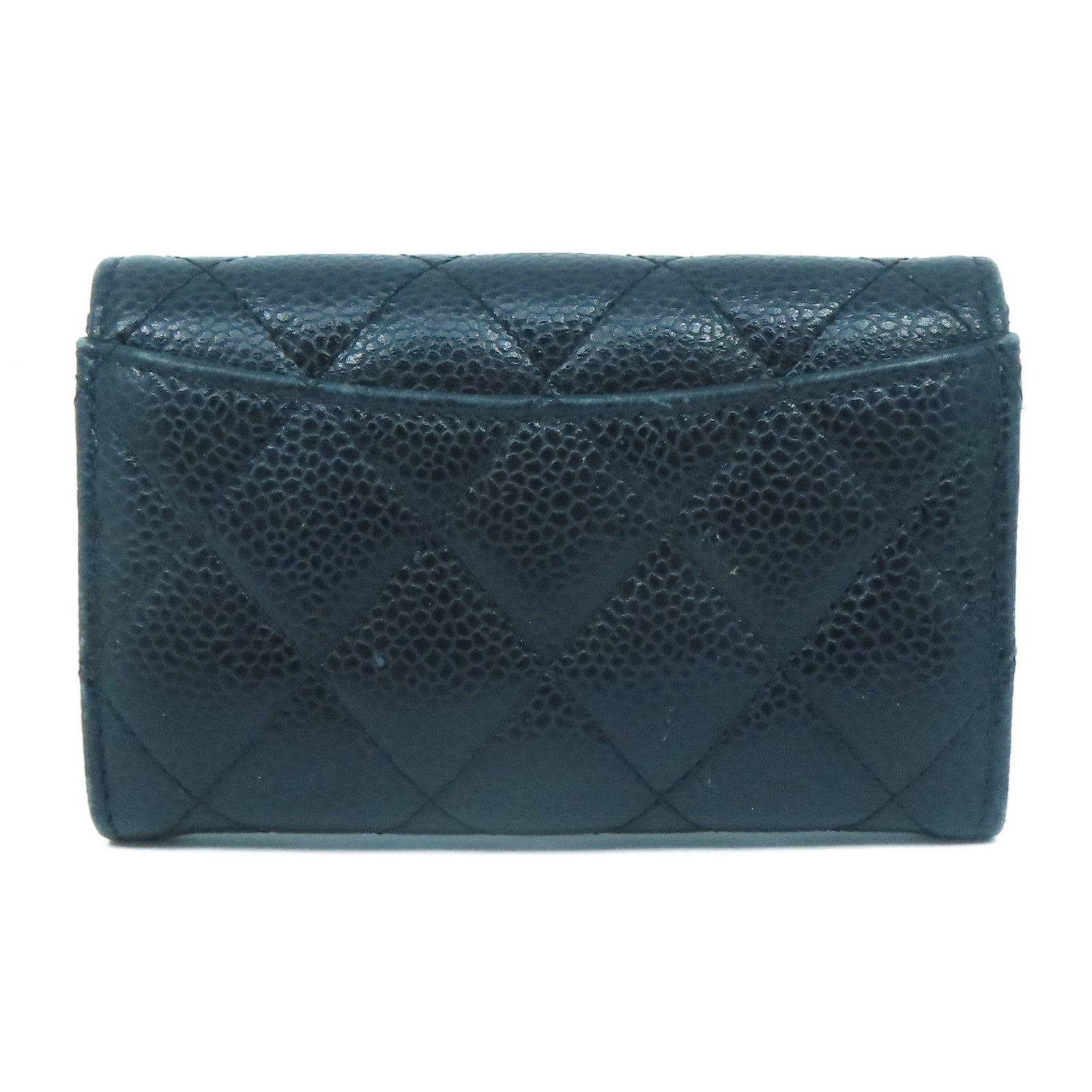 CHANEL 菱格牛皮皮革Card Case金扣卡片套黑色