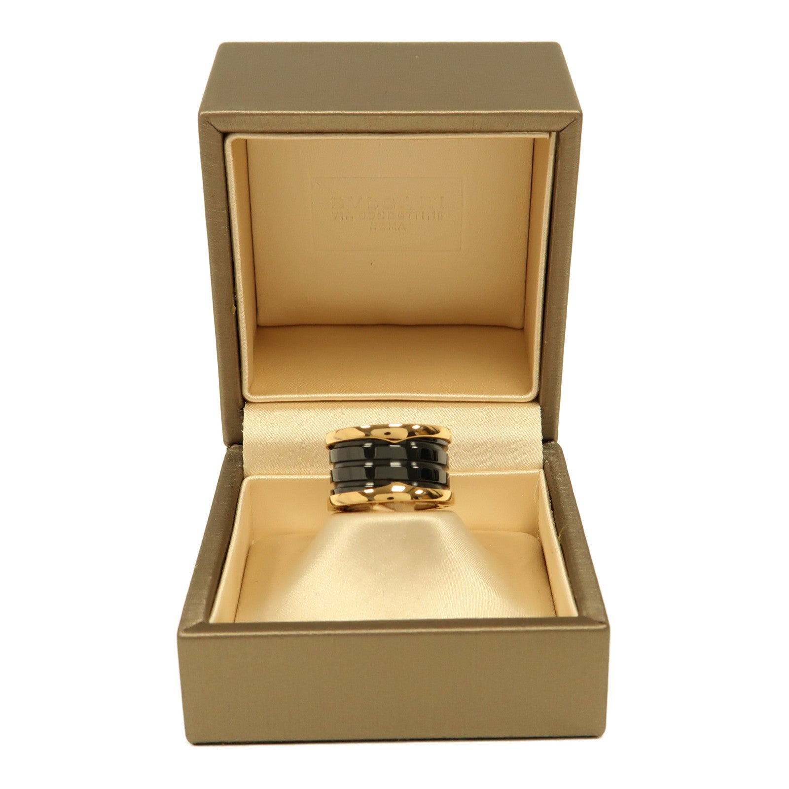 BVLGARI 18K玫瑰金/陶瓷B.Zero1 Ring戒指US#3.75
