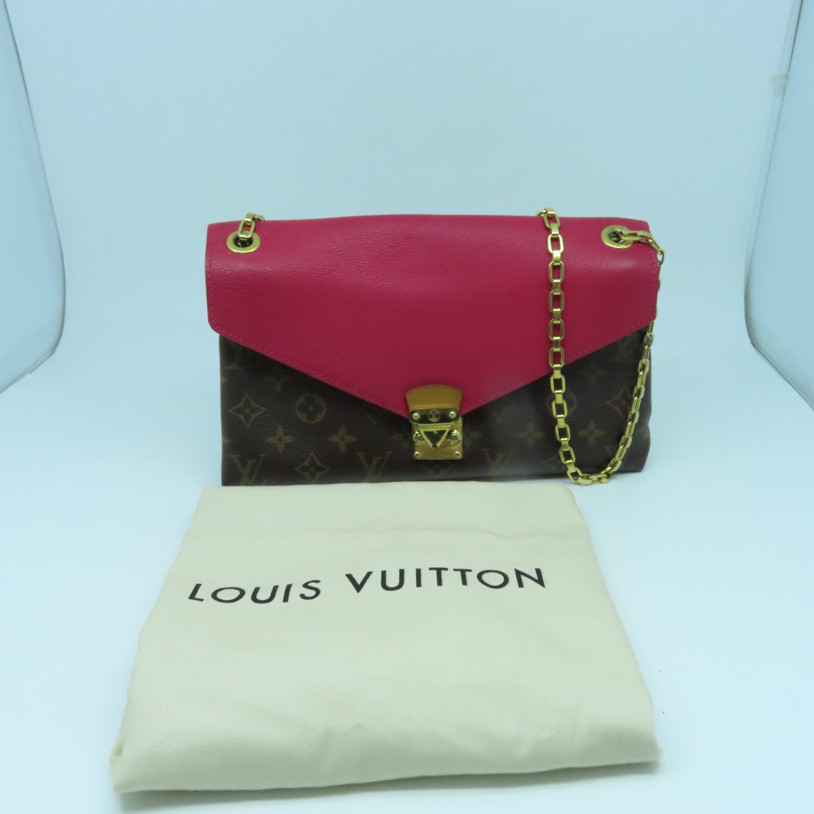 LOUIS VUITTON 【激減優惠】Monogram Pallas Chain 2Way Shoulder Bag金扣手挽肩背兩用袋啡色／紅色