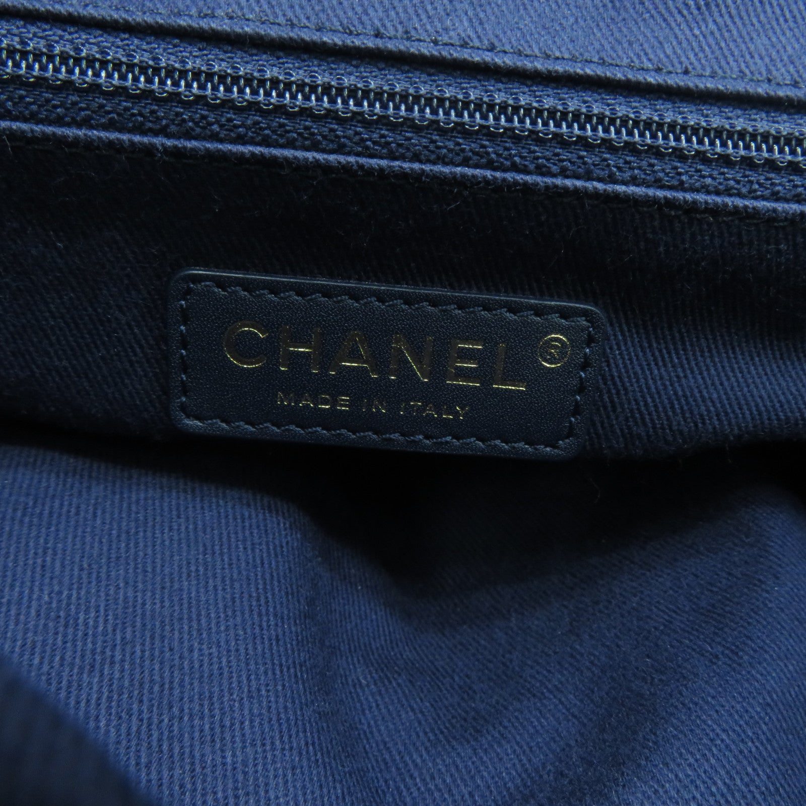CHANEL 菱格牛皮皮革2 Way Shoulder金扣手挽肩背兩用袋深藍色