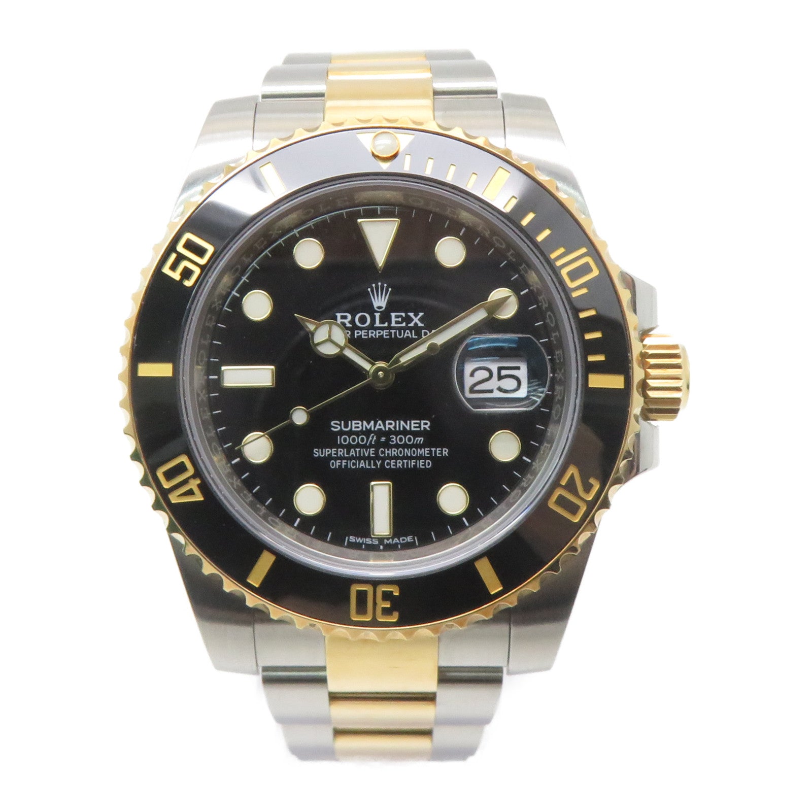 ROLEX Submariner Date 18K黃金/不鏽鋼自動機芯手錶黑色