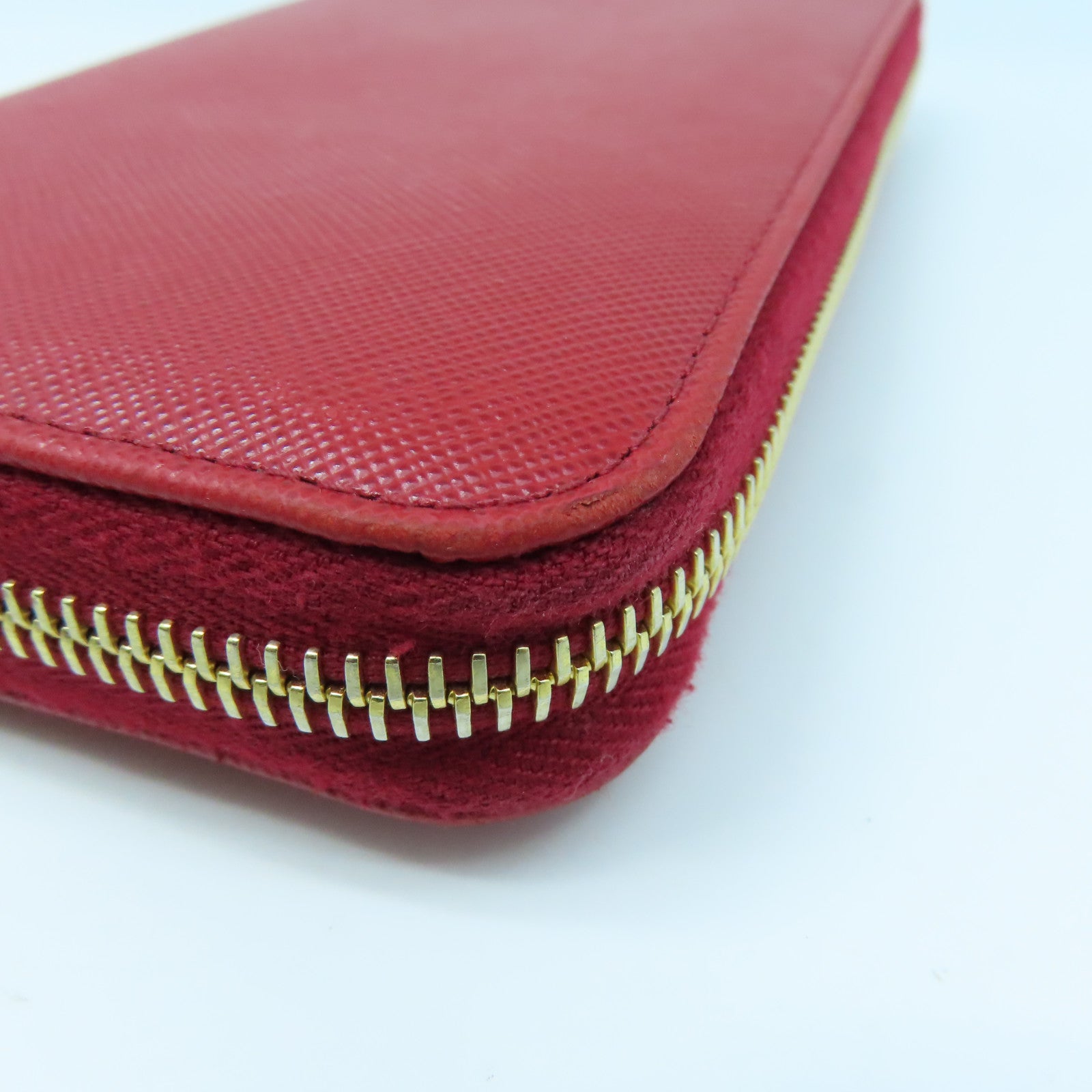 PRADA Cowhide Leather Long Wallet Gold Buckle Long Wallet Red