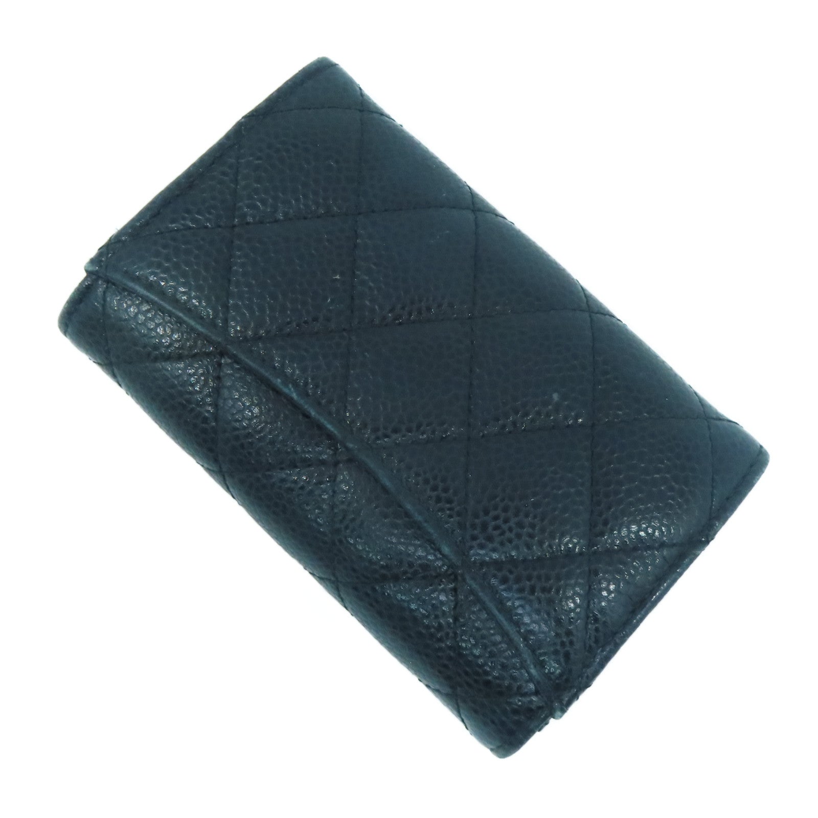CHANEL 菱格牛皮皮革Card Case金扣卡片套黑色