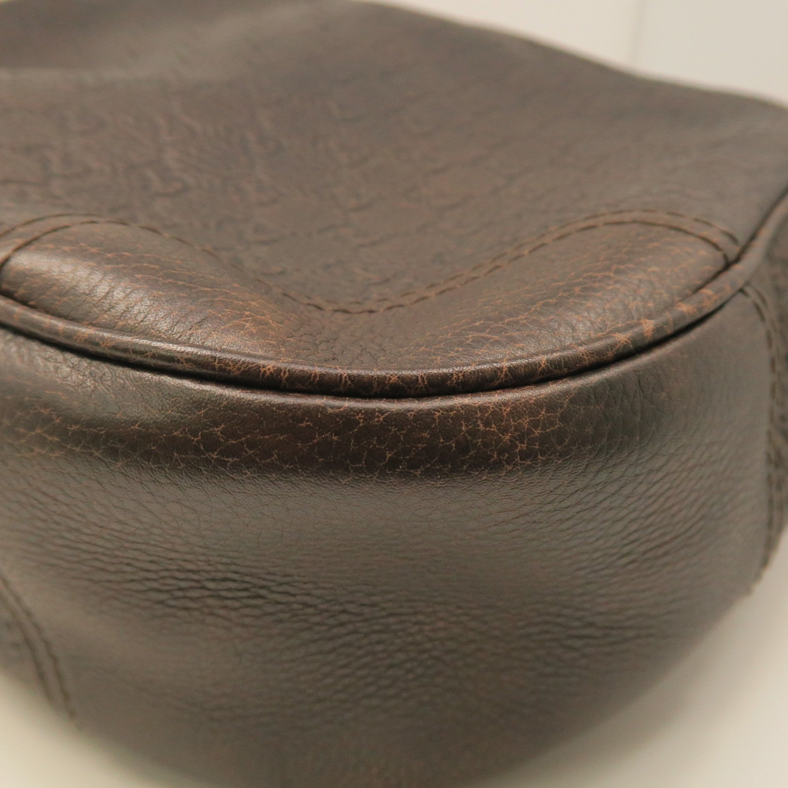 GUCCI cowhide leather Shoulder Bag gold buckle shoulder bag brown