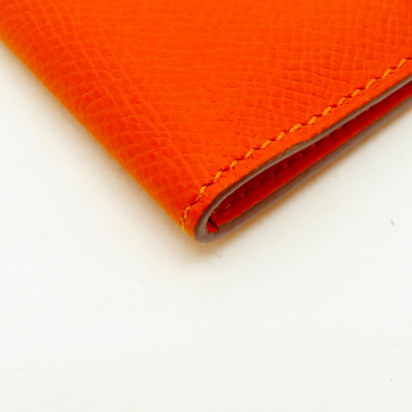 HERMES Epsom皮革Clic Mini Card Holder銀扣卡片套橙色