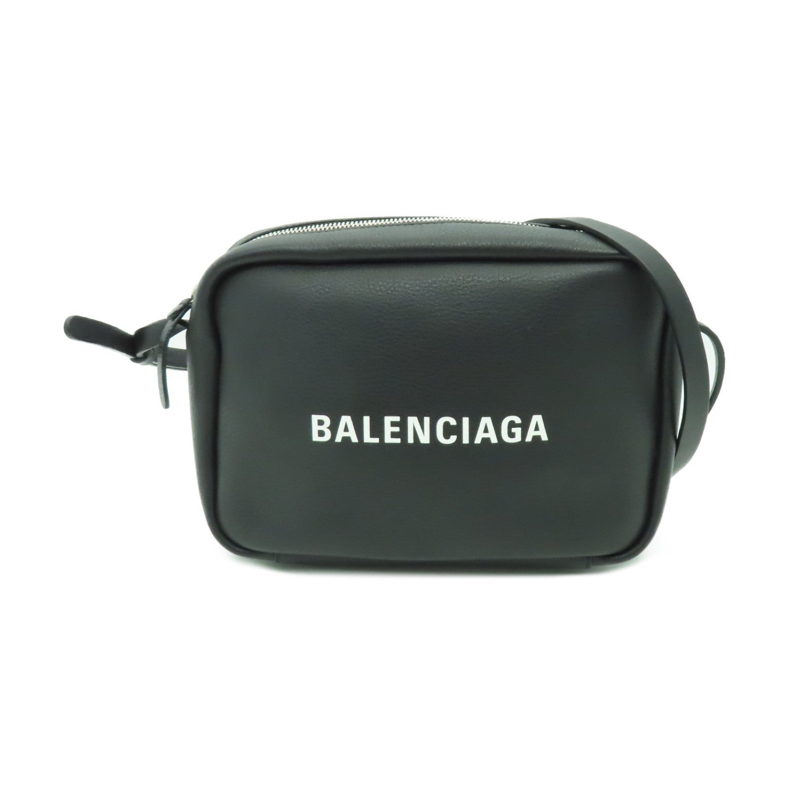 BALENCIAGA 皮革Shoulder Bag銀扣肩背袋黑色