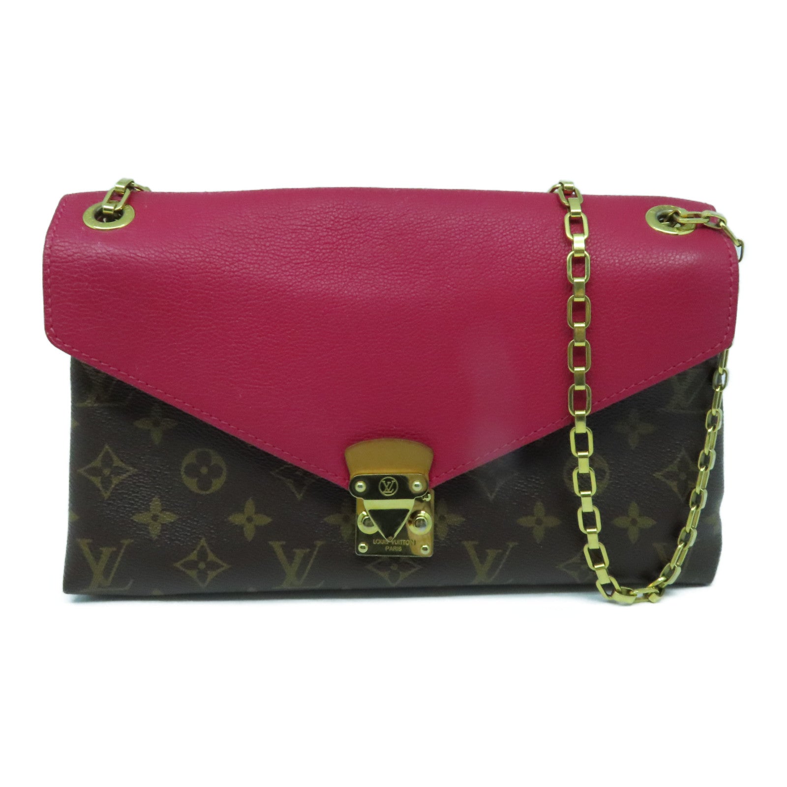 LOUIS VUITTON 【激減優惠】Monogram Pallas Chain 2Way Shoulder Bag金扣手挽肩背兩用袋啡色／紅色