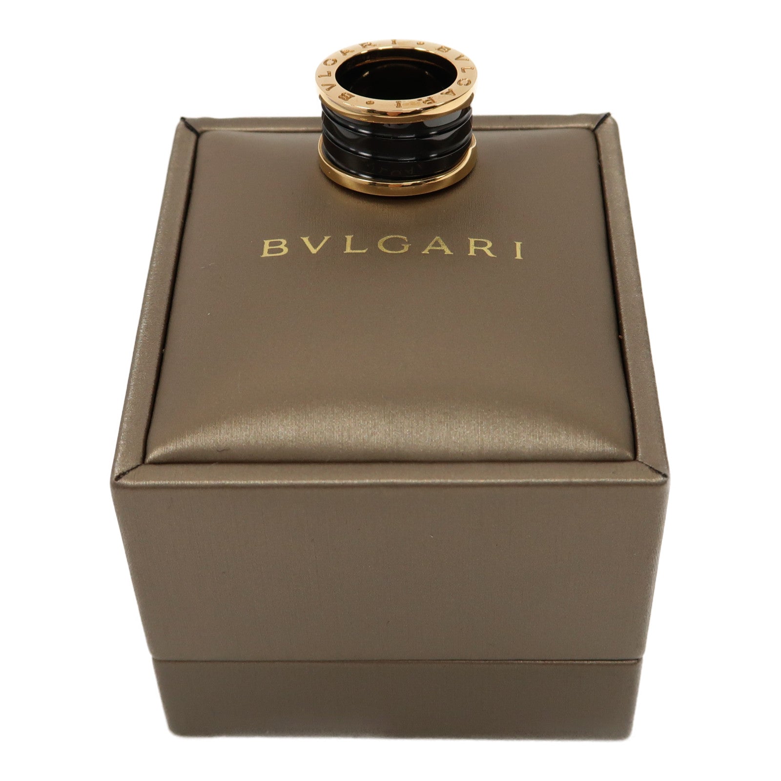 BVLGARI 18K玫瑰金/陶瓷B.Zero1 Ring戒指US#3.75