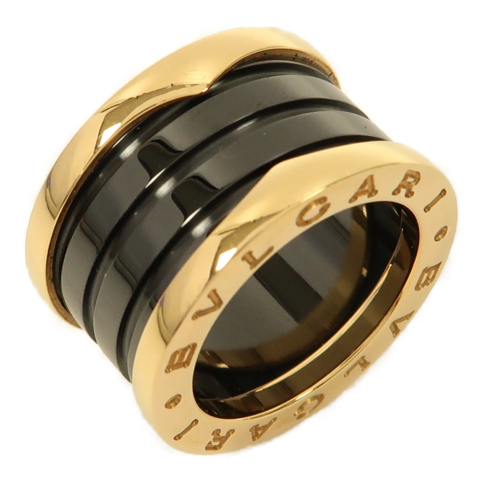 BVLGARI 18K玫瑰金/陶瓷B.Zero1 Ring戒指US#3.75