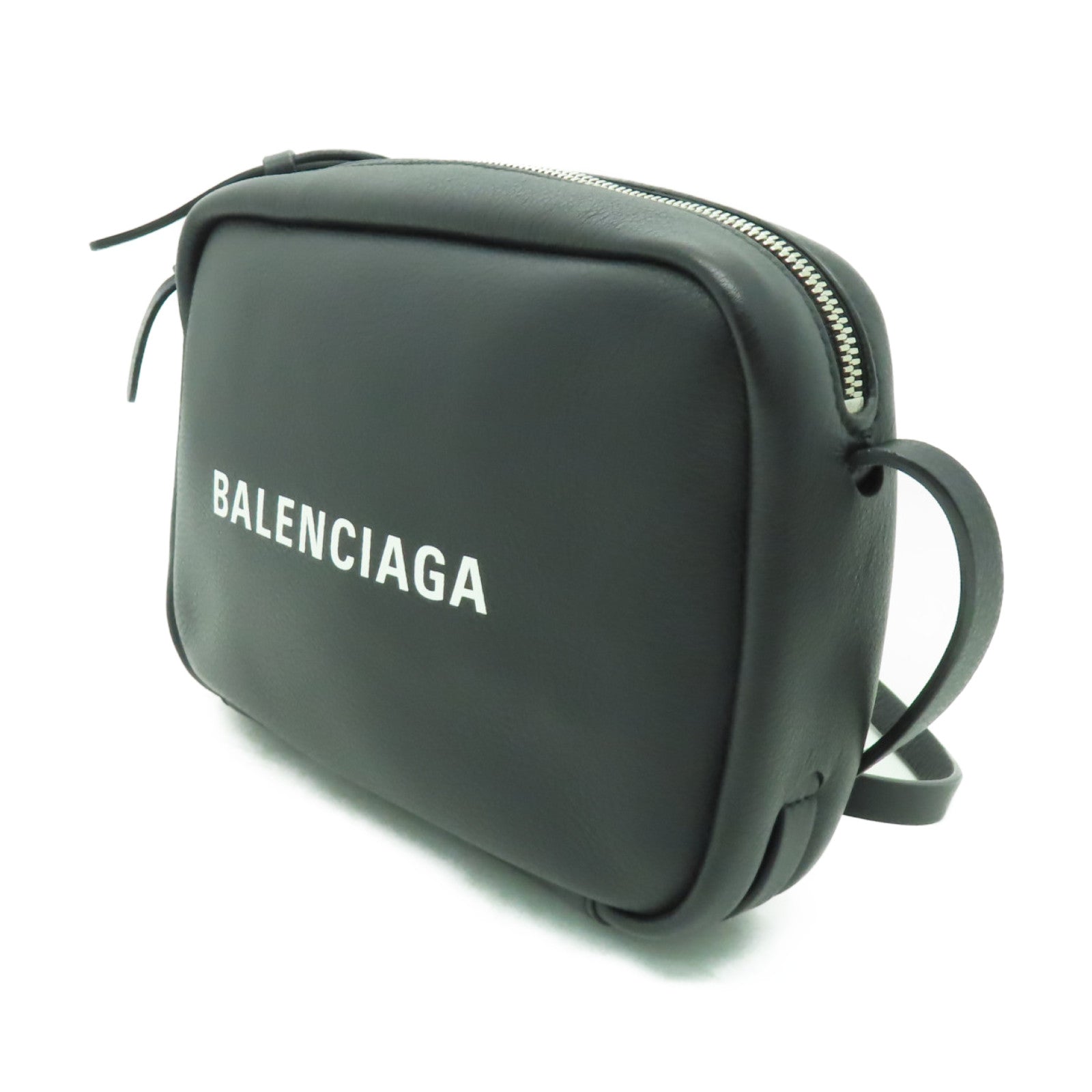BALENCIAGA 皮革Shoulder Bag銀扣肩背袋黑色