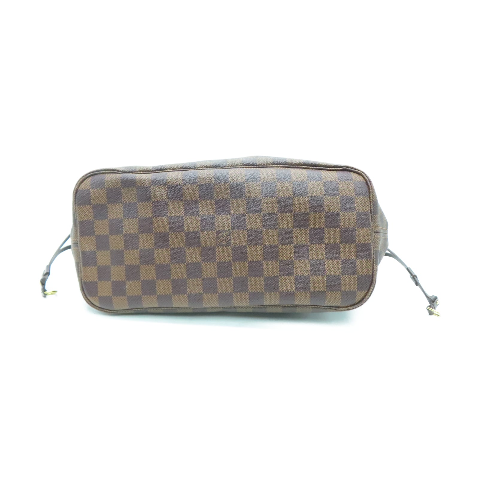 LOUIS VUITTON Damier Neverfull MM金扣手挽袋棕色