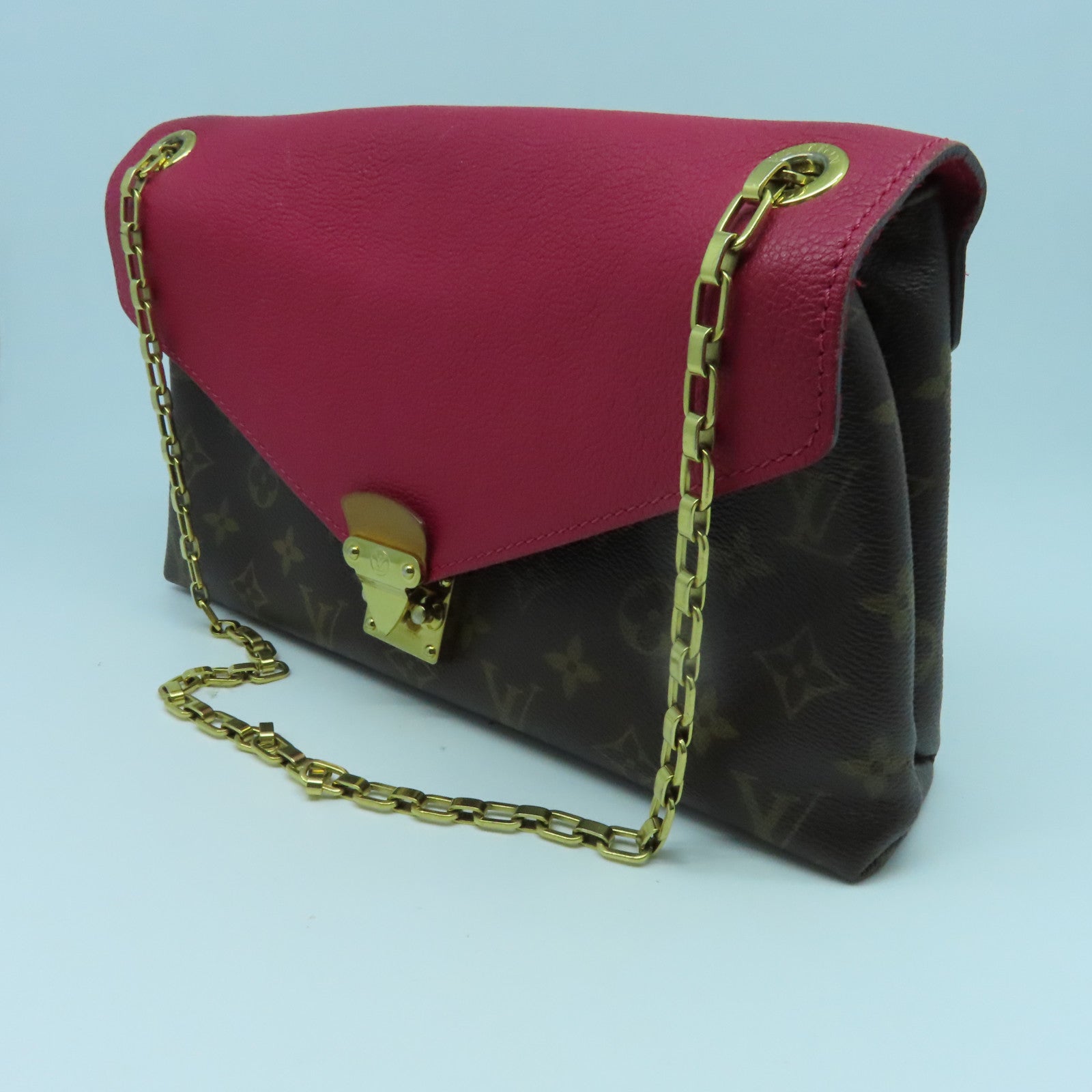LOUIS VUITTON 【激減優惠】Monogram Pallas Chain 2Way Shoulder Bag金扣手挽肩背兩用袋啡色／紅色