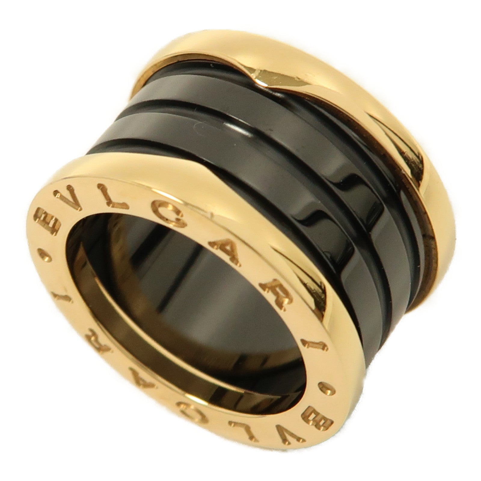 BVLGARI 18K玫瑰金/陶瓷B.Zero1 Ring戒指US#3.75