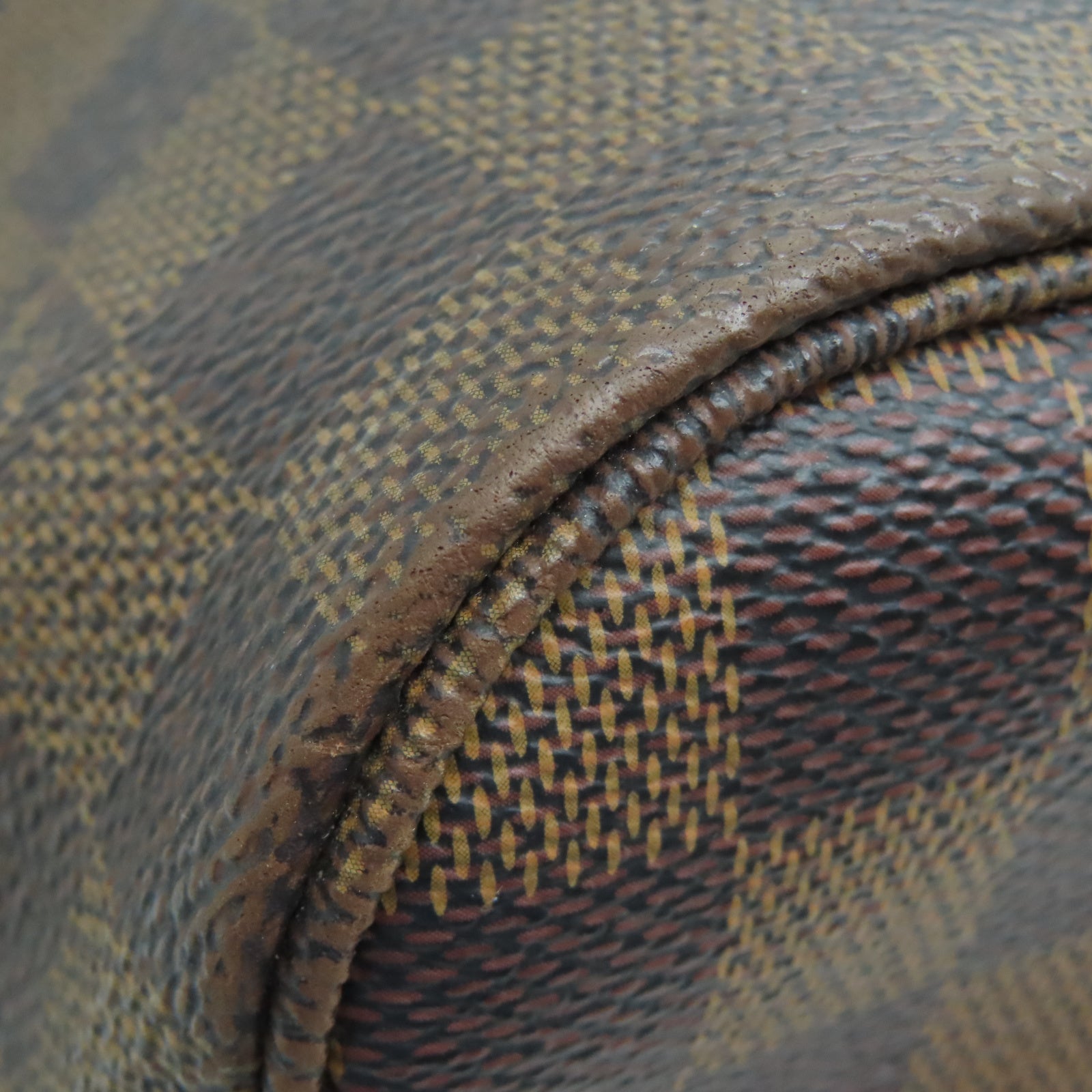 LOUIS VUITTON Damier Neverfull MM金扣手挽袋棕色