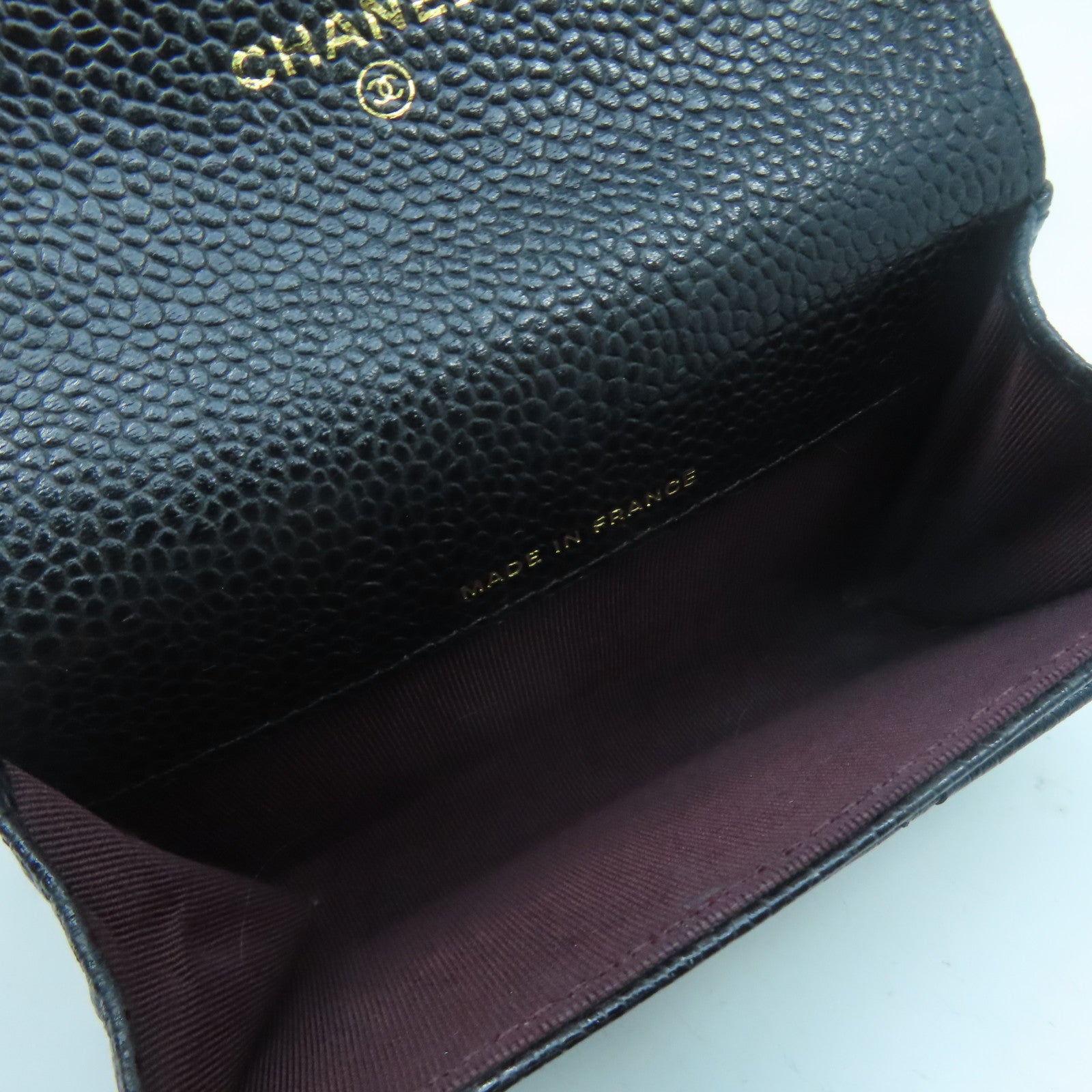 CHANEL 菱格牛皮皮革Card Case金扣卡片套黑色