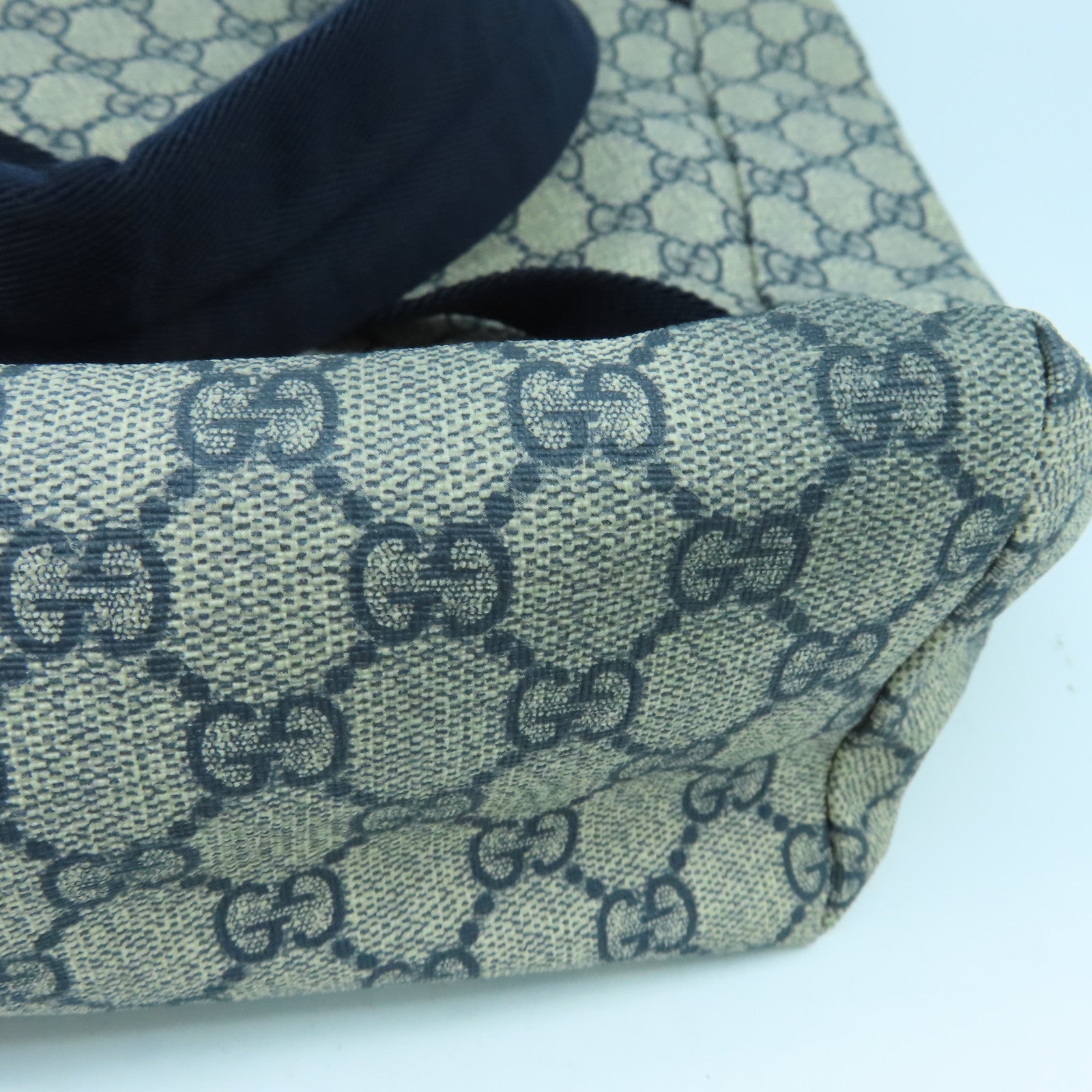 GUCCI 塗層帆布Rucksack銀扣背包藍色