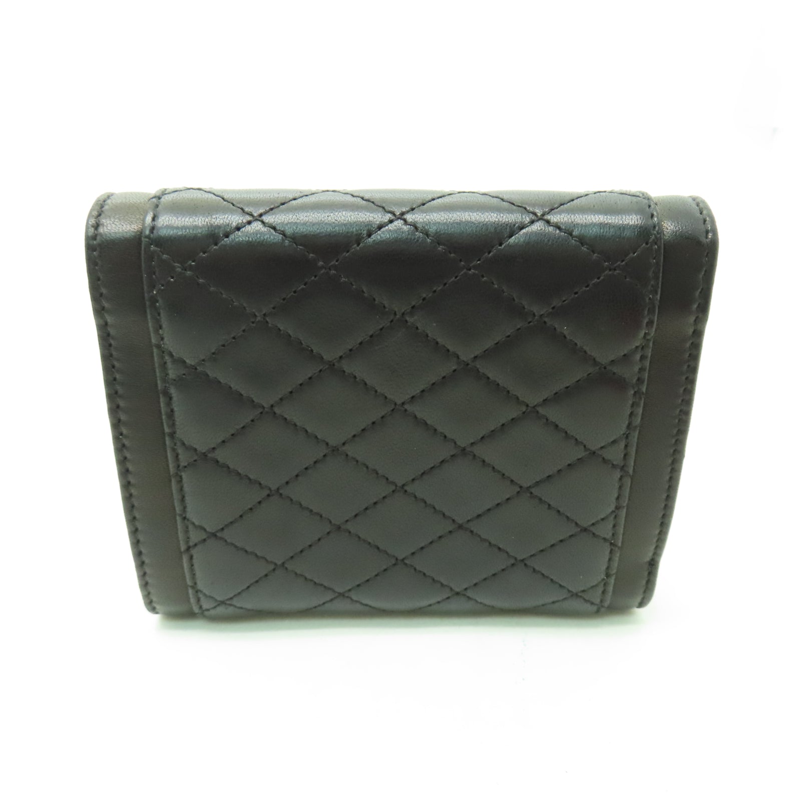 SAINT LAURENT 菱格羊皮皮革Wallet金扣錢包黑色